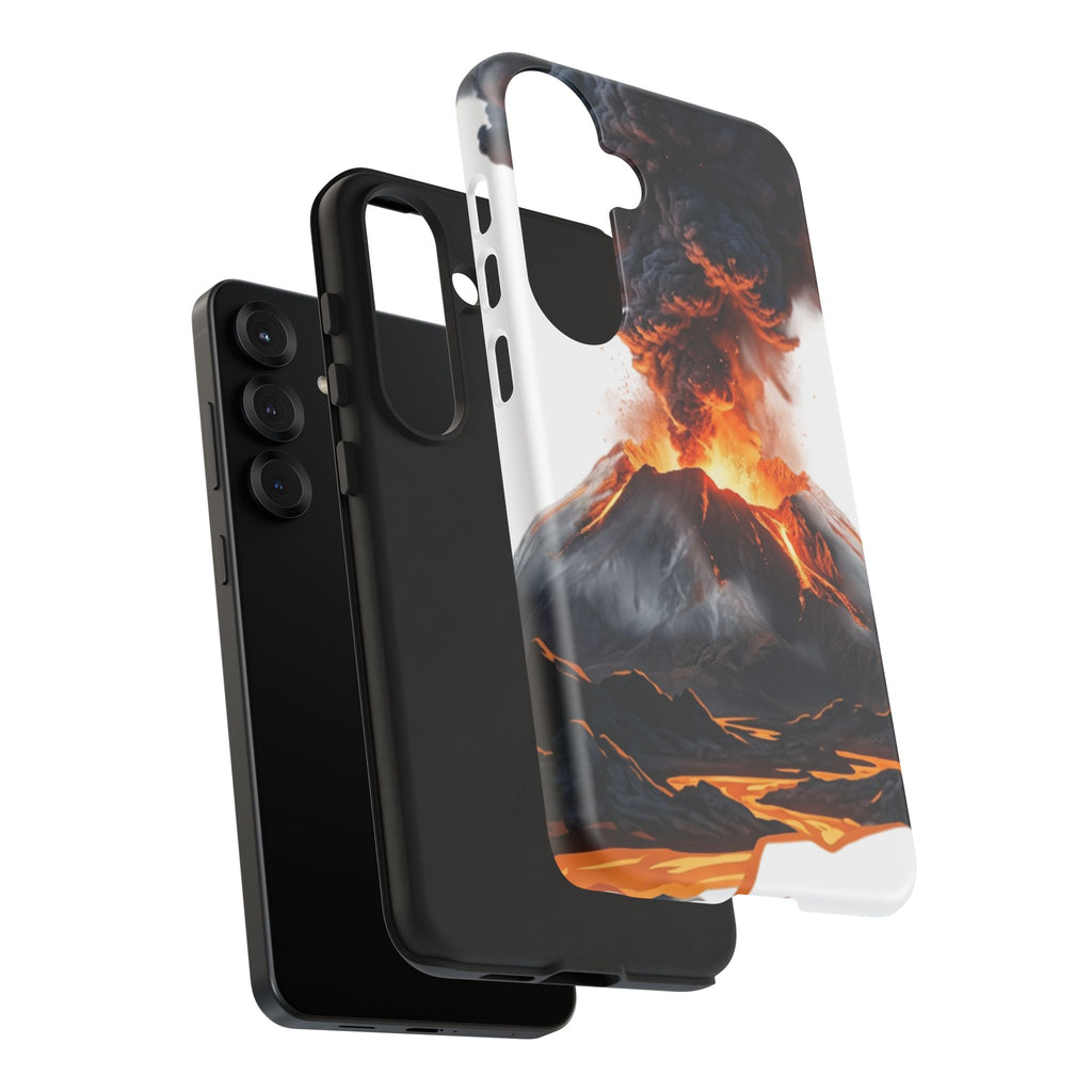 Volcano Eruption Tough Phone Case — Fiery Lava Protective Cover