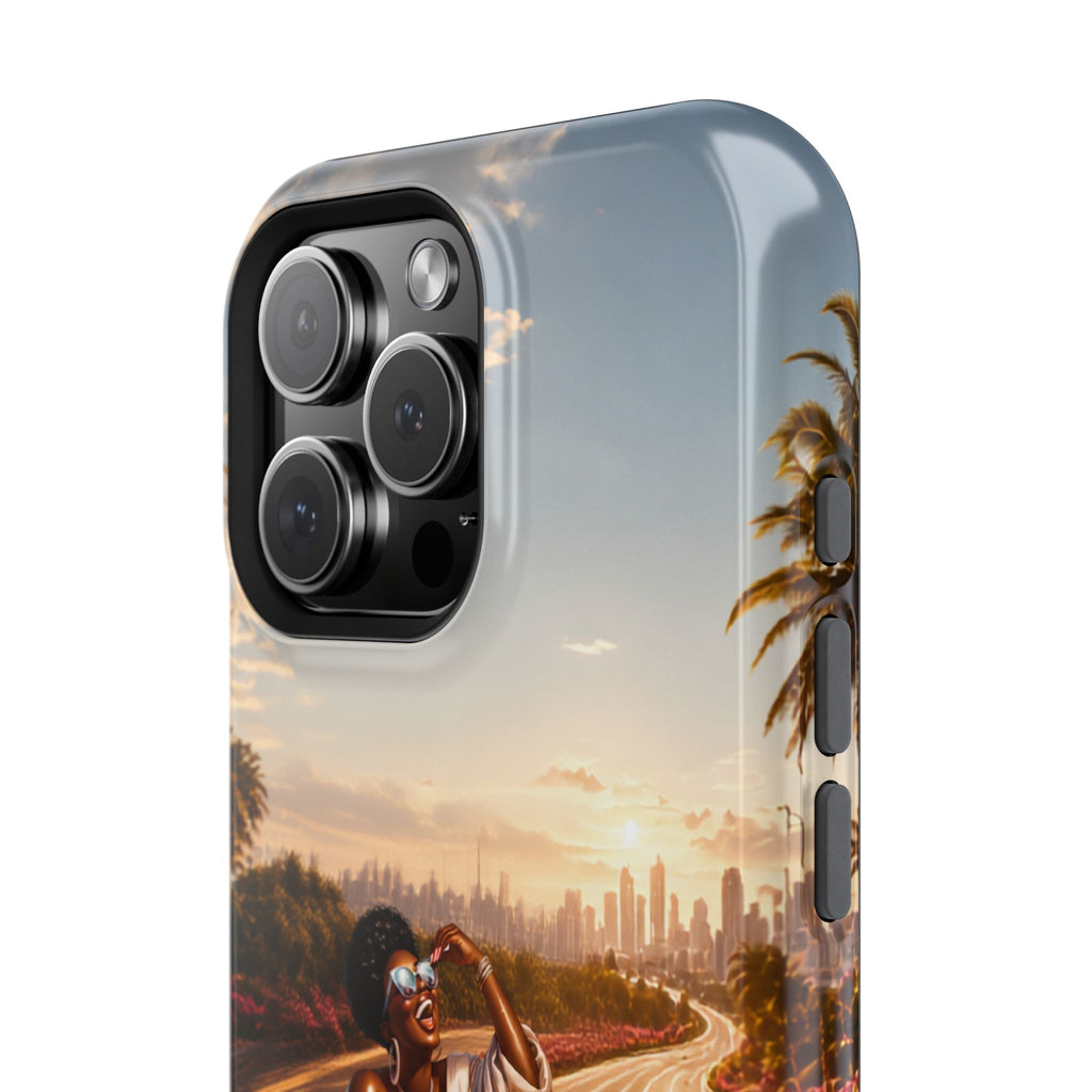 Phone Case - 'Retail Therapy' Magnetic Impact-Resistant Case, Sunset Shopping Design