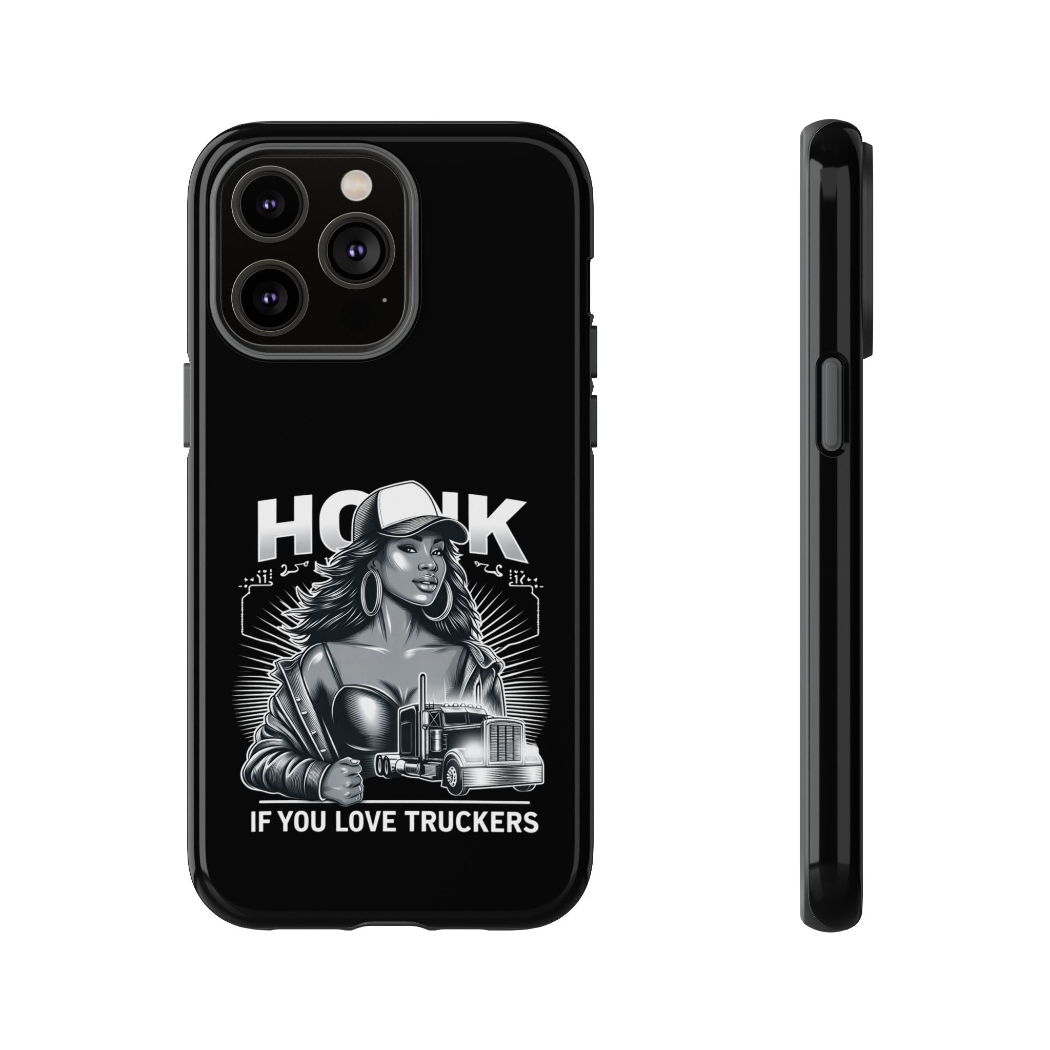 Phone Case — 'Honk' Trucker Girl Retro Semi Truck Protective Case
