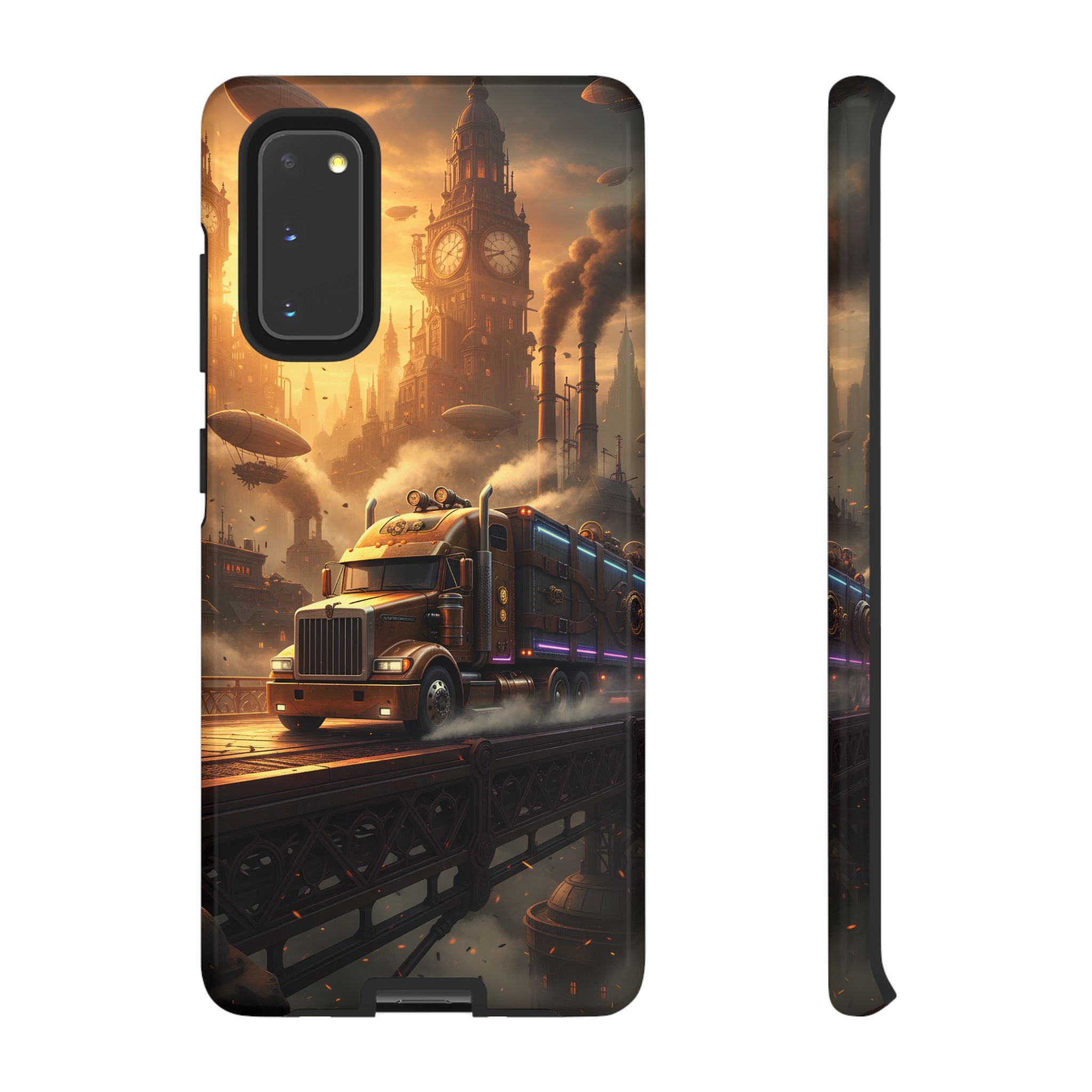 Steampunk Freightliner Phone Case — Rugged Trucking Cityscape iPhone Cover
