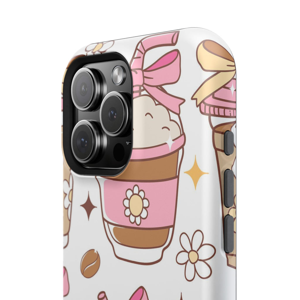 Cute Pink Coffee & Latte Pattern Impact Phone Case