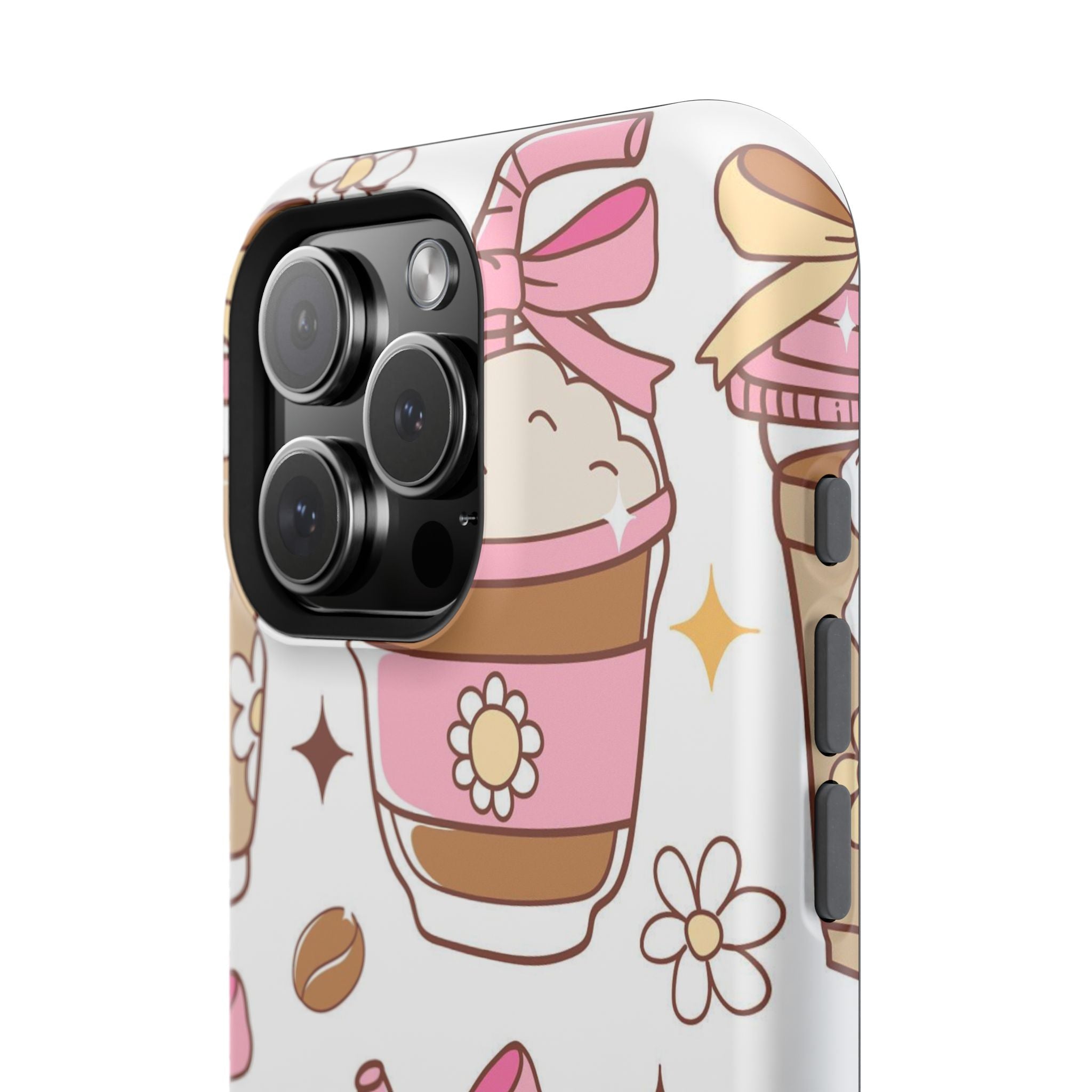 Cute Pink Coffee & Latte Pattern Impact Phone Case