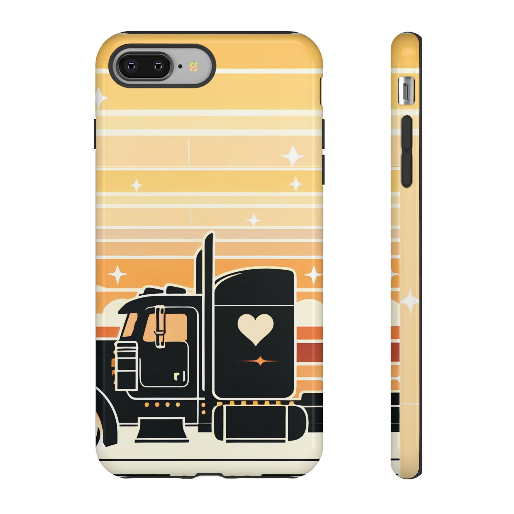 Trucker Heart Phone Case — Retro Semi Truck Protective Phone Cover
