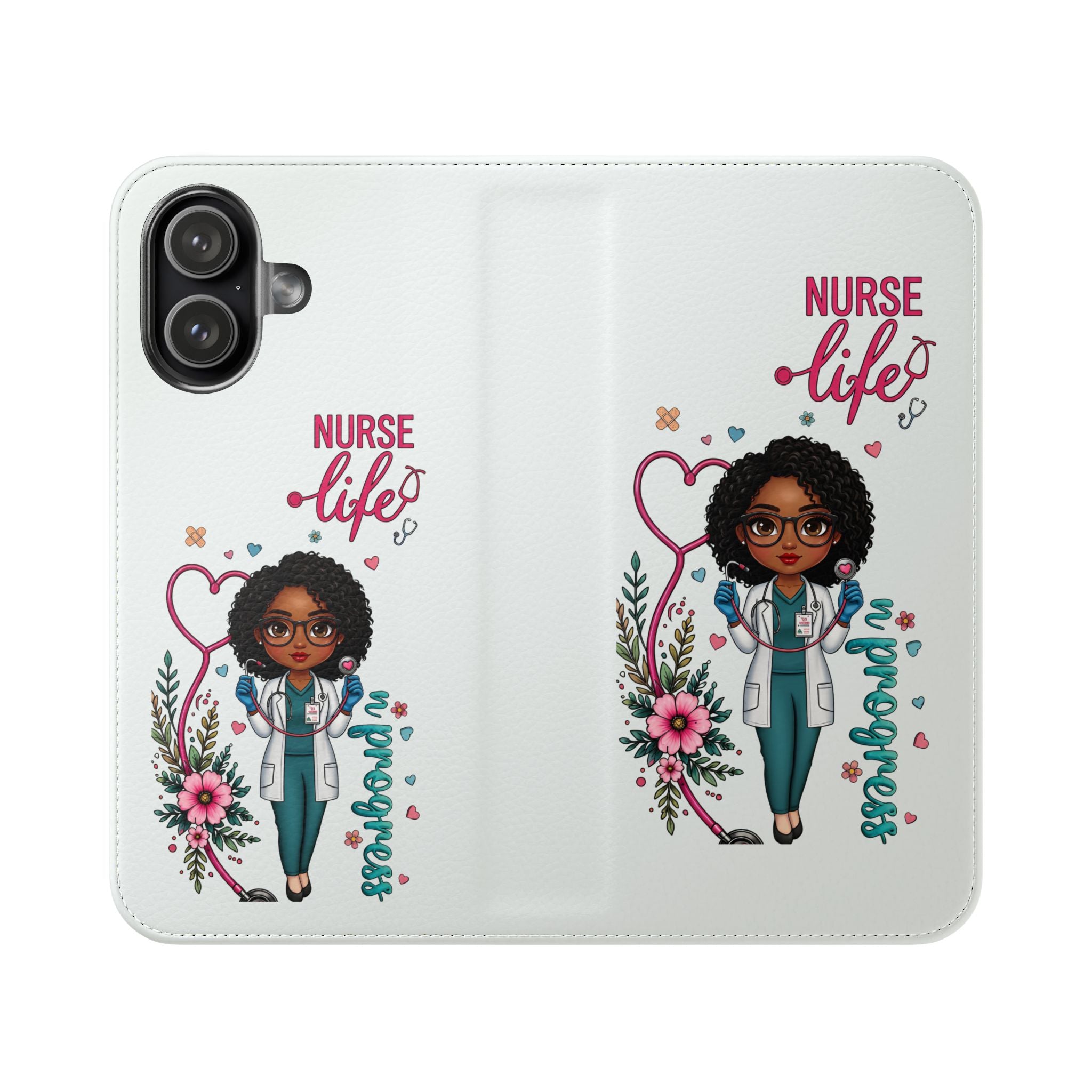 Nurse Life Floral Flip Phone Case - Medical RN Wallet Cover
