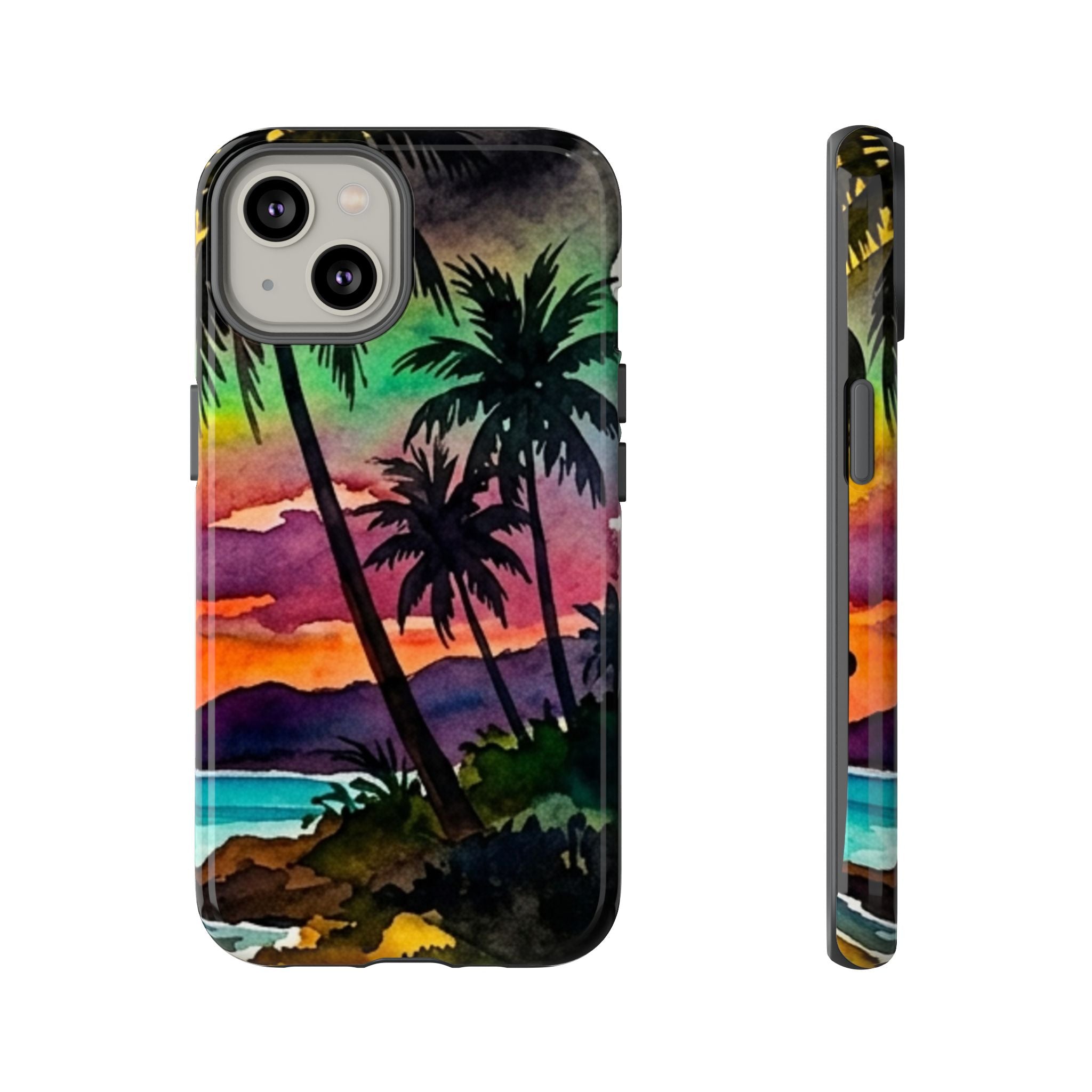 Tropical Sunset Phone Case – Palm Tree Beach Protective Cover
