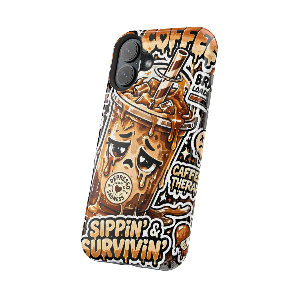 Iced Coffee Phone Case — “Sippin' & Survivin'” Magnetic Impact-Resistant Case