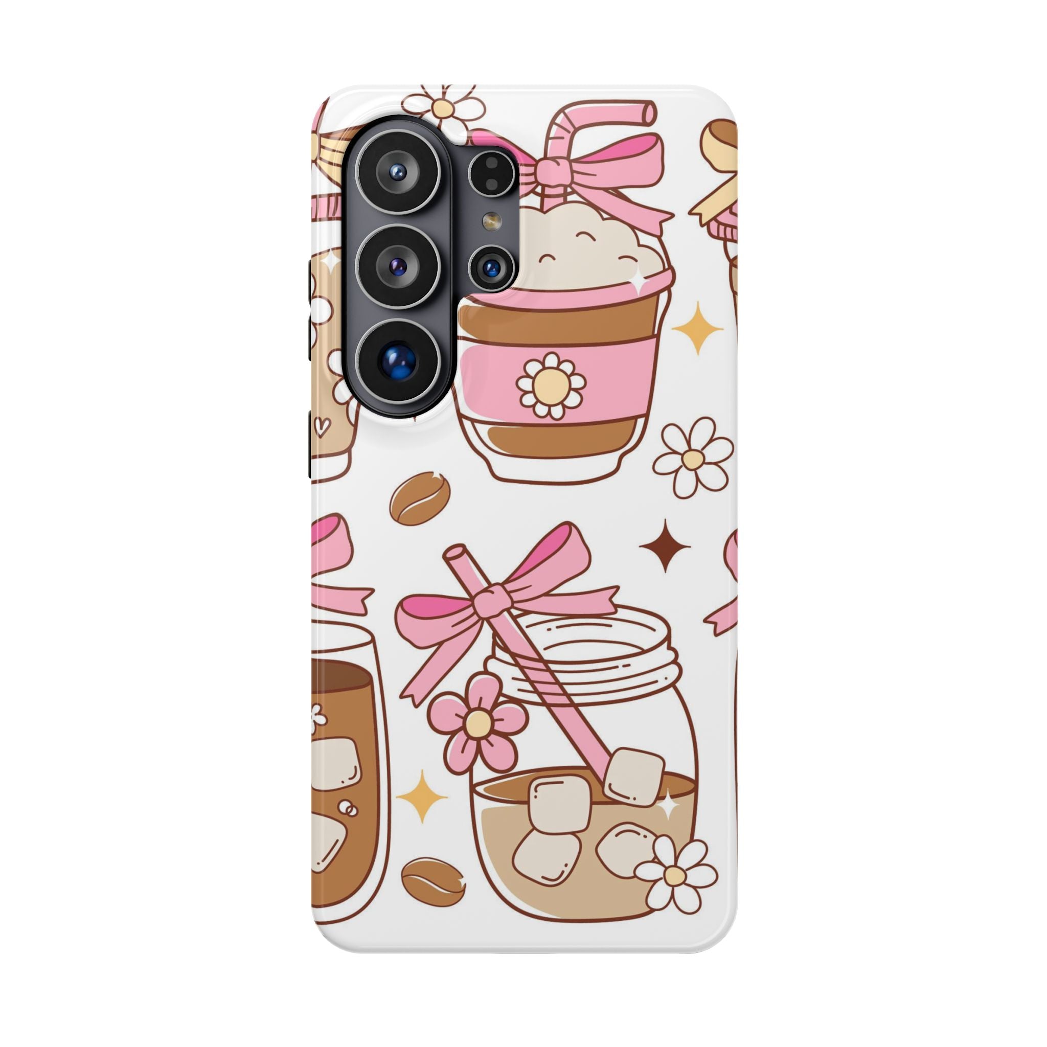 Cute Pink Coffee & Latte Pattern Impact Phone Case