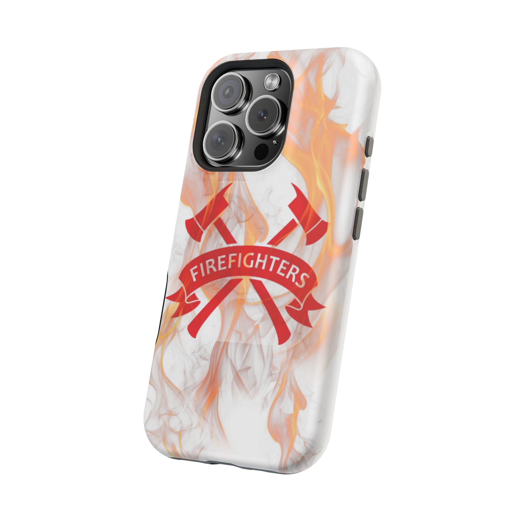 Firefighters Magnetic Impact-Resistant Phone Case — Flame Design with Maltese Cross