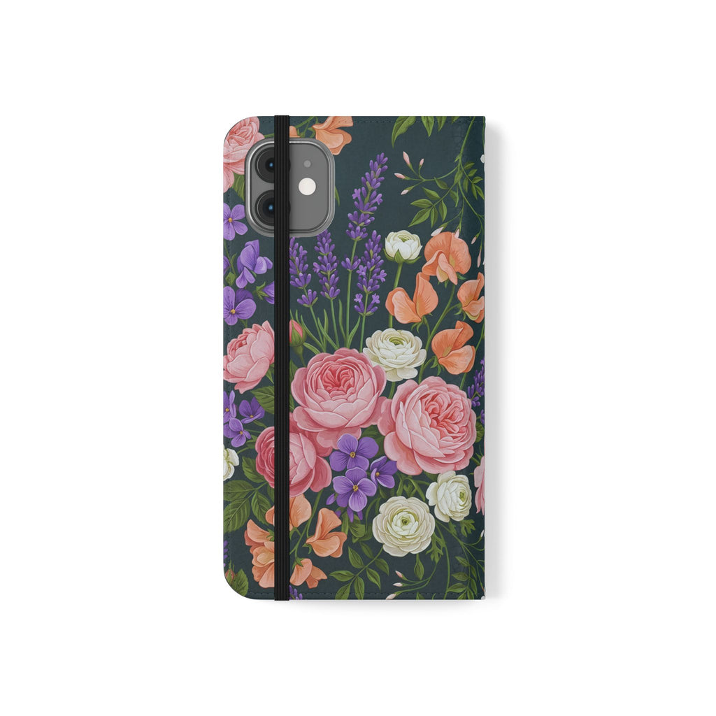 Floral Flip Phone Case -Wallet Cover with Card Slots