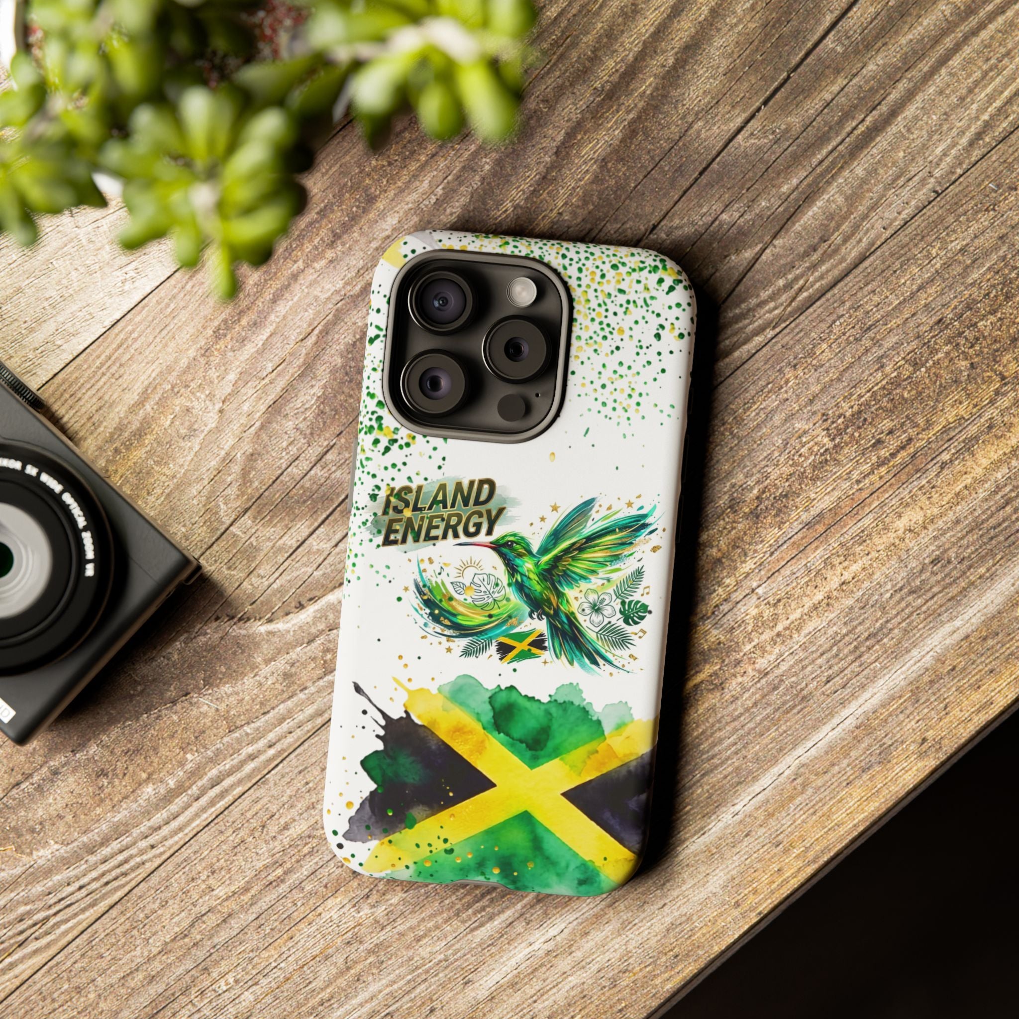 Island Energy Tough Phone Case — Colorful Hummingbird & Tropical Sunset Protective Cover