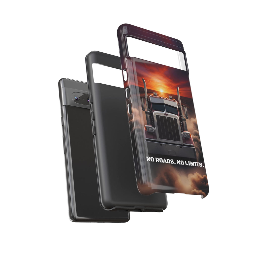 Truck Phone Case — "No Roads. No Limits." Sunset Semi Truck Protective Case