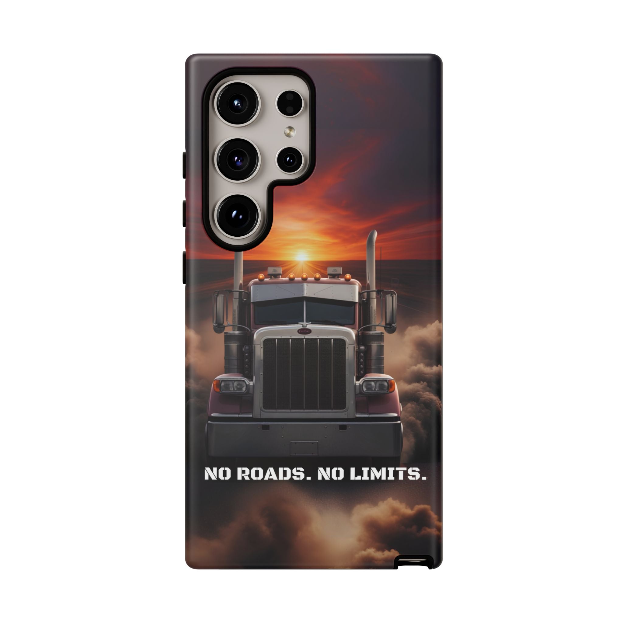 Truck Phone Case — "No Roads. No Limits." Sunset Semi Truck Protective Case