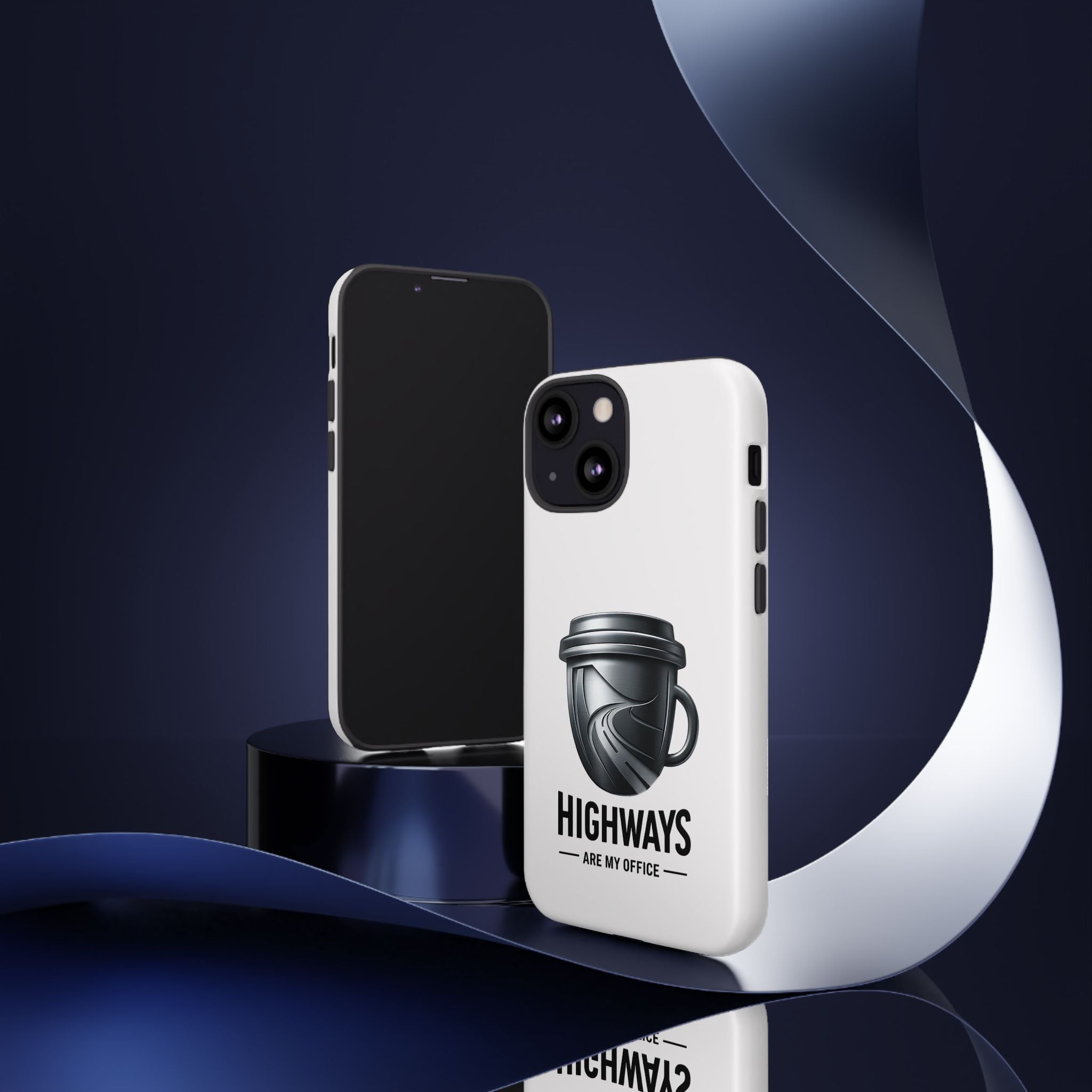 Hard Shell Phone Case — “Highways Are My Office” Travel Coffee Design
