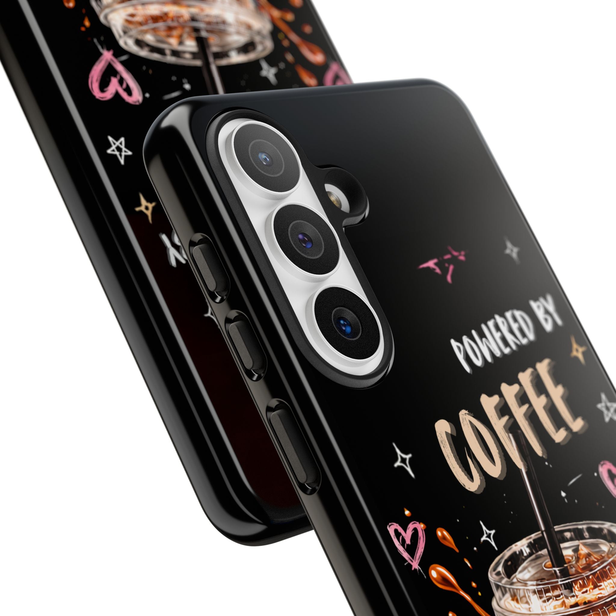Phone Case — "Powered by Coffee & Chaos" Iced Coffee Protective Cover