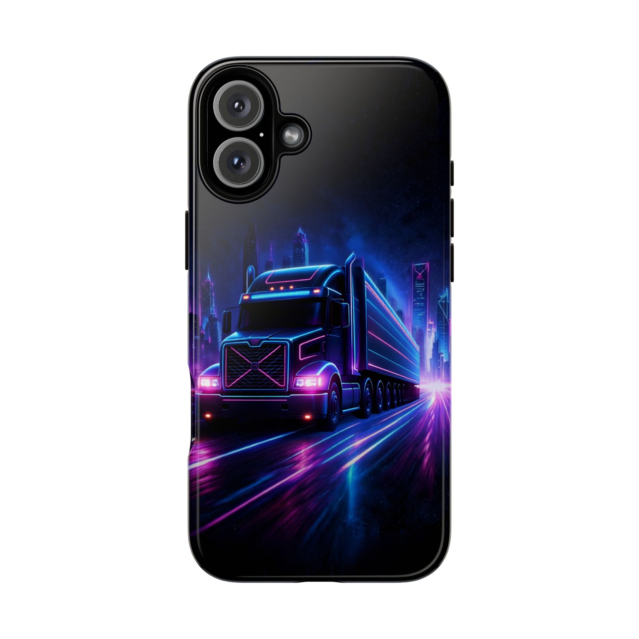 Neon Retro Rig Phone Case — Trucker Semi Truck Nightscape Protective Case