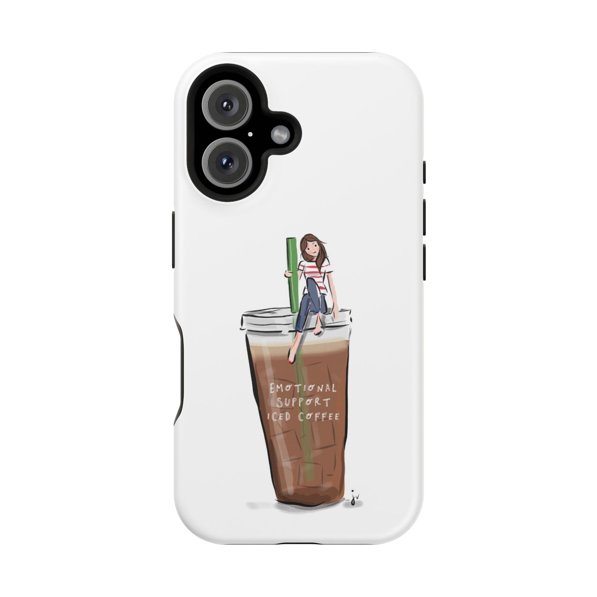 Iced Coffee & Me Phone Case — Cute Illustration 'Emotional Support Iced Coffee' Impact-Resistant Case