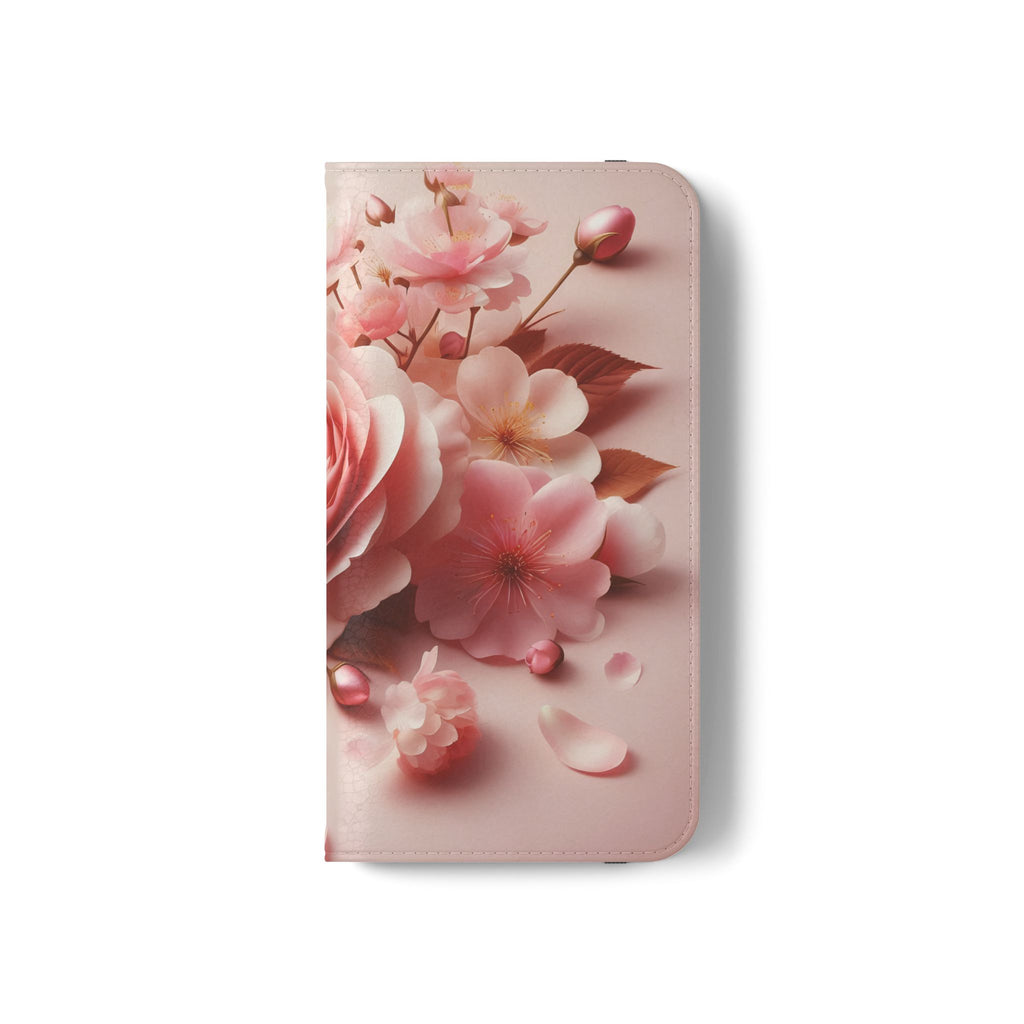 Floral Rose Flip Case — Pink Blossom Wallet Phone Cover