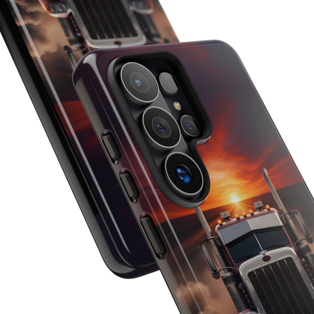 Truck Phone Case — "No Roads. No Limits." Sunset Semi Truck Protective Case