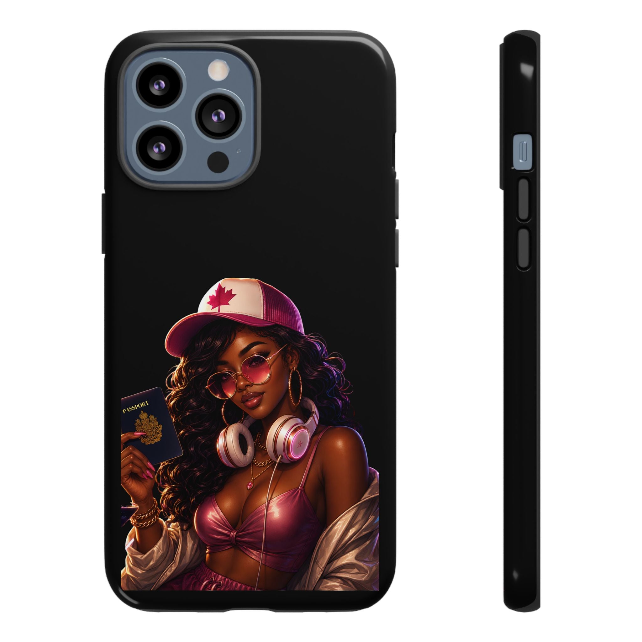 Phone Case — Stylish Urban Woman Design with Maple Cap