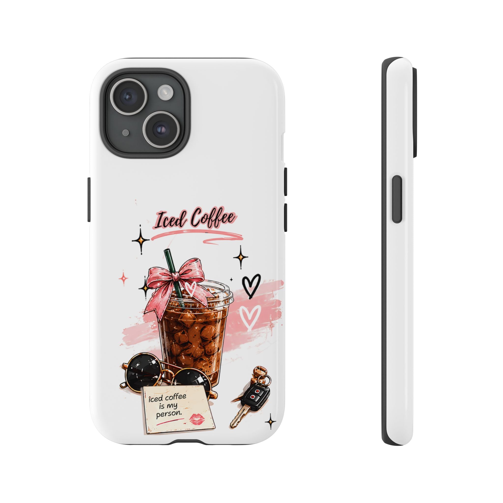 Iced Coffee Phone Case – Cute Pink Boba Design ("Iced coffee is my person")