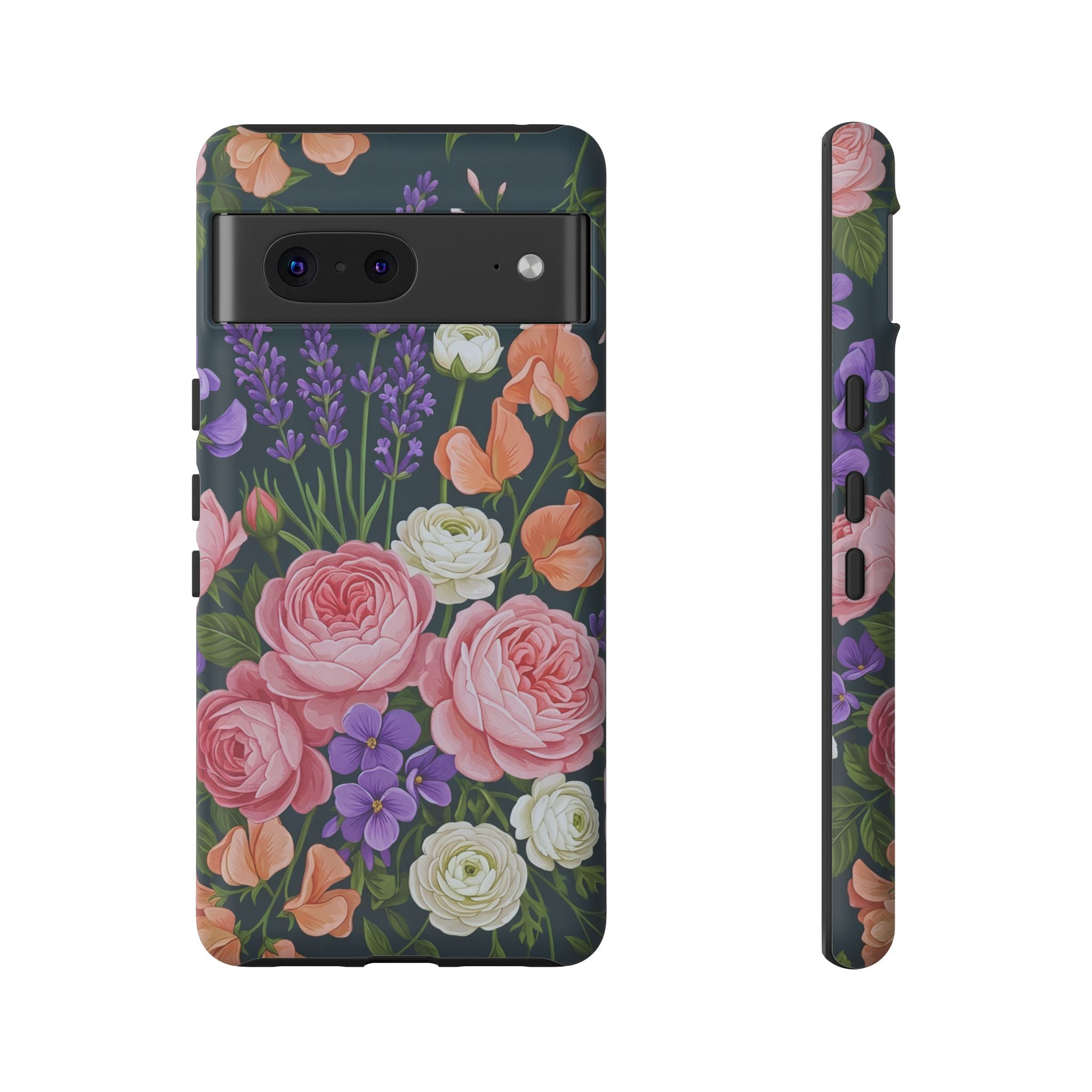 Floral Bouquet Phone Case — Vintage Roses & Lavender Protective Cover