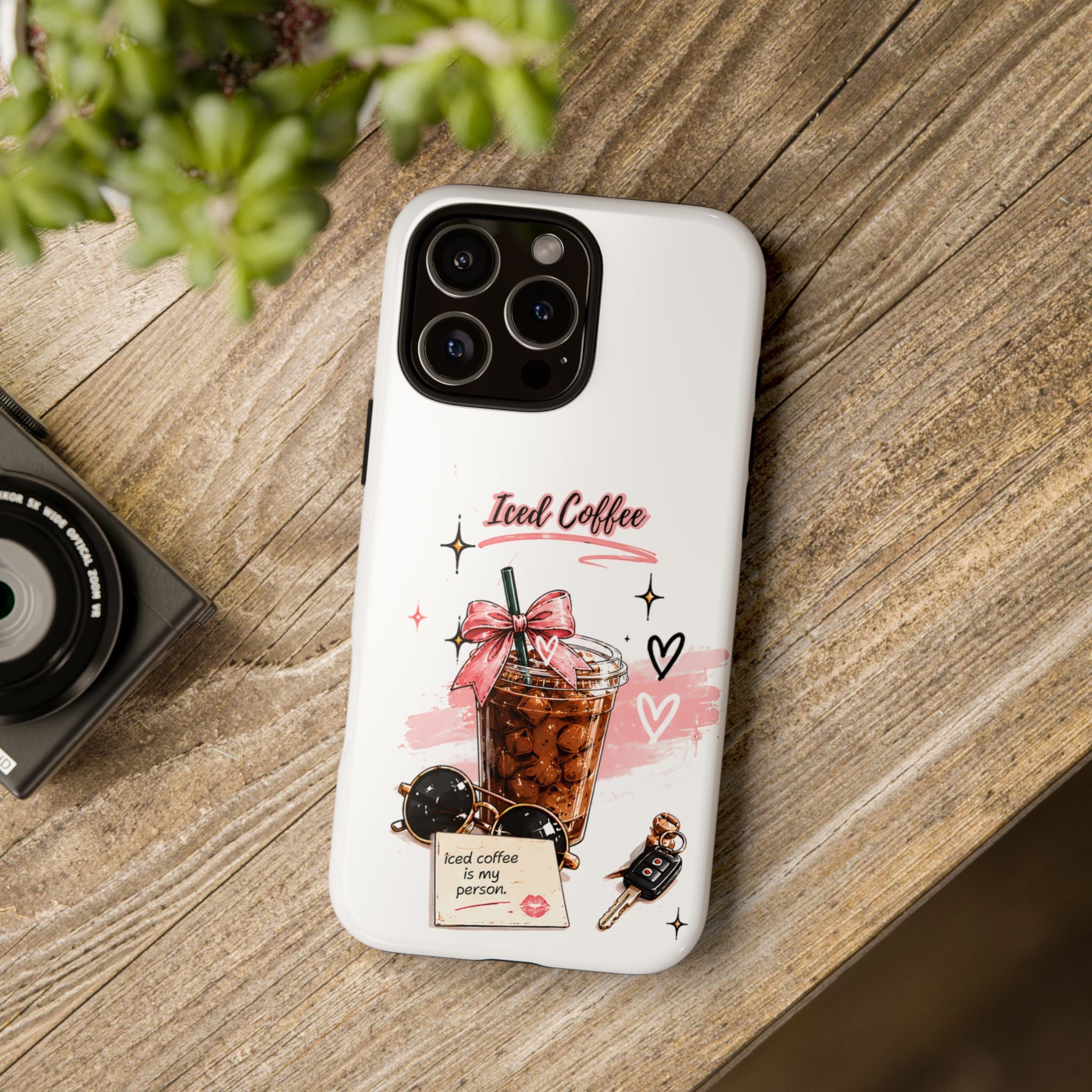 Iced Coffee Phone Case – Cute Pink Boba Design ("Iced coffee is my person")