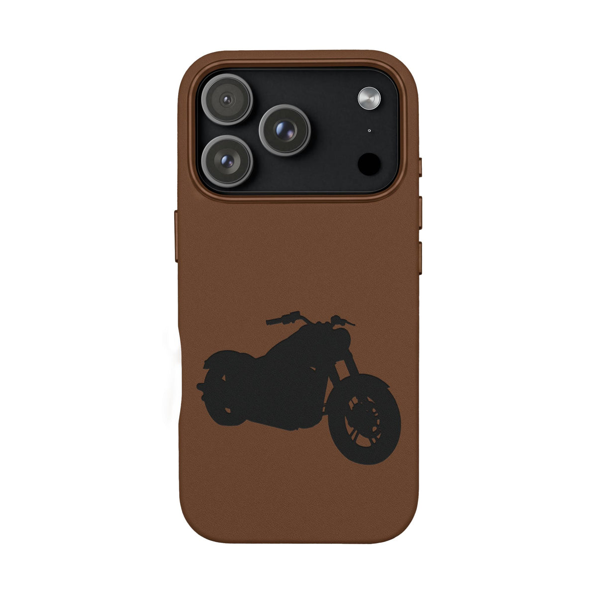 Engraved PU Leather Phone Case — Motorcycle Silhouette