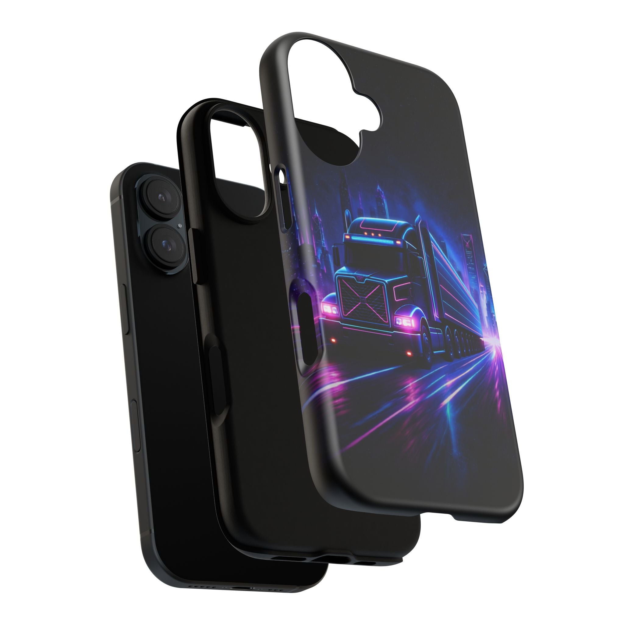 Neon Retro Rig Phone Case — Trucker Semi Truck Nightscape Protective Case