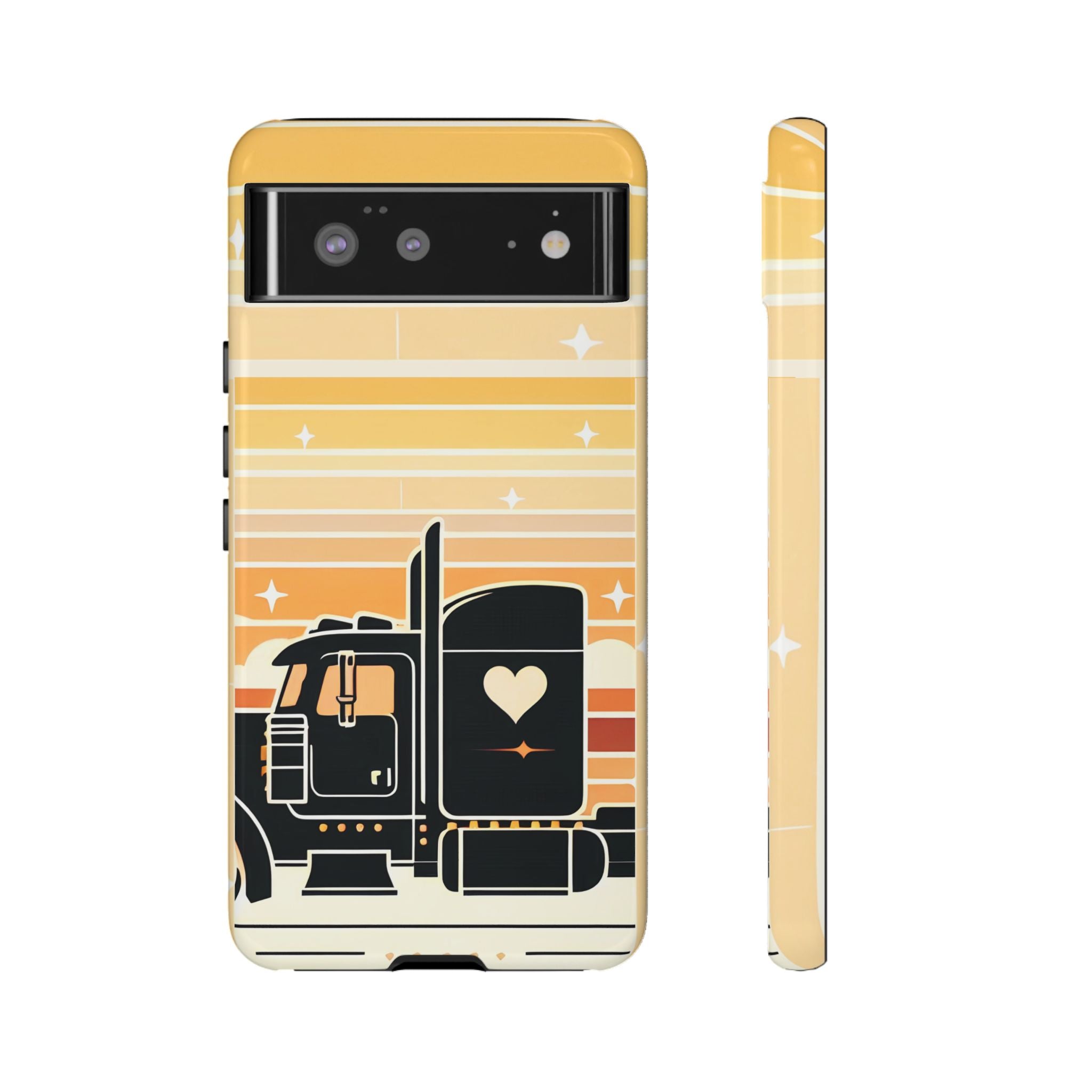 Trucker Heart Phone Case — Retro Semi Truck Protective Phone Cover