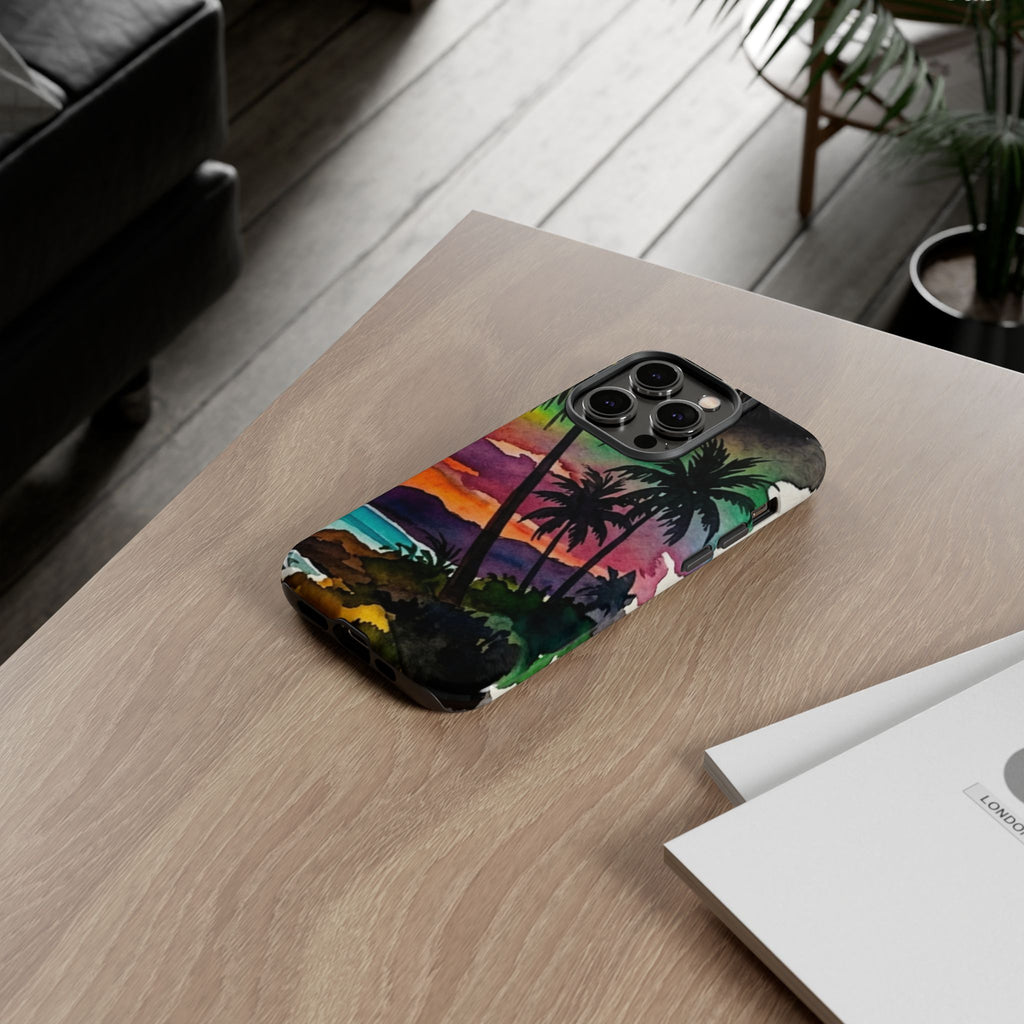 Tropical Sunset Phone Case – Palm Tree Beach Protective Cover