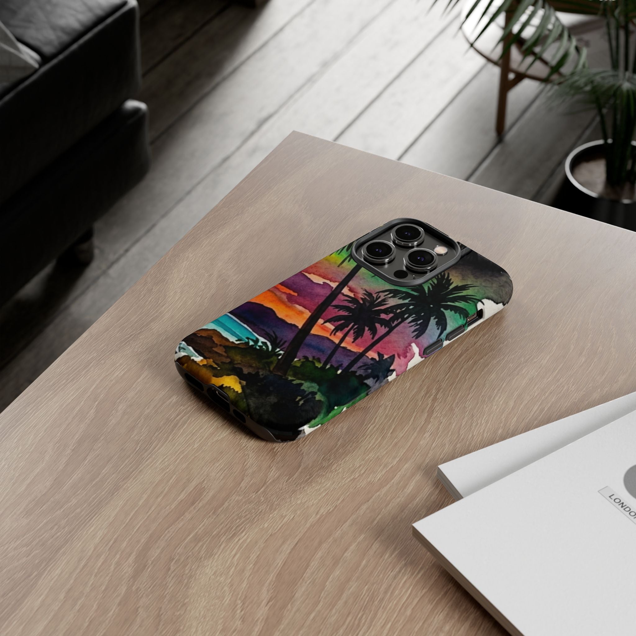 Tropical Sunset Phone Case – Palm Tree Beach Protective Cover