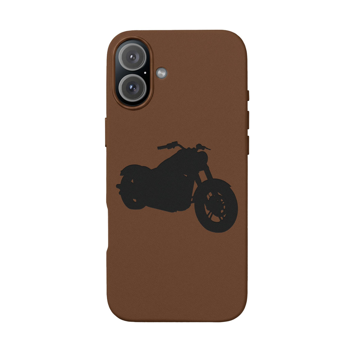 Engraved PU Leather Phone Case — Motorcycle Silhouette