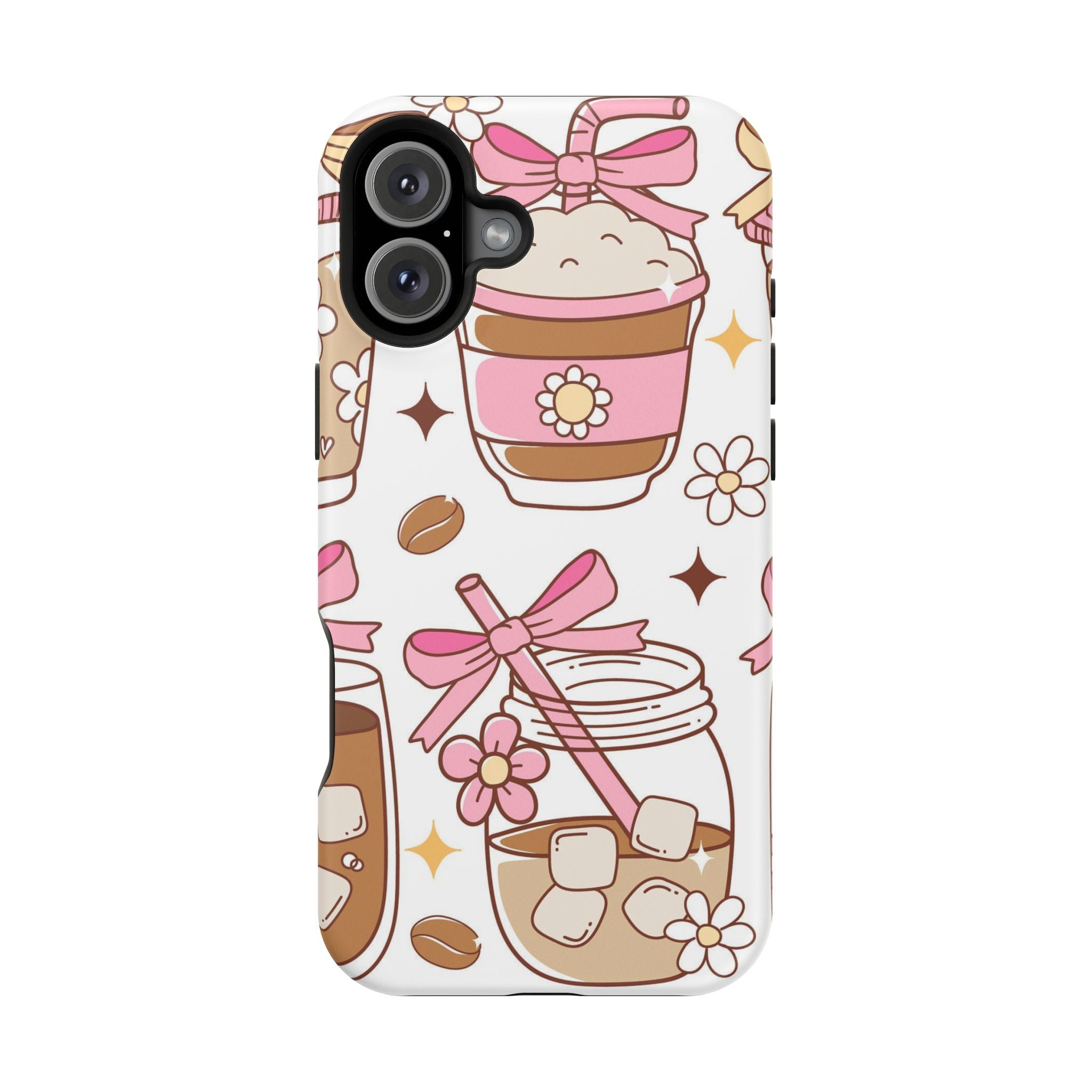 Cute Pink Coffee & Latte Pattern Impact Phone Case