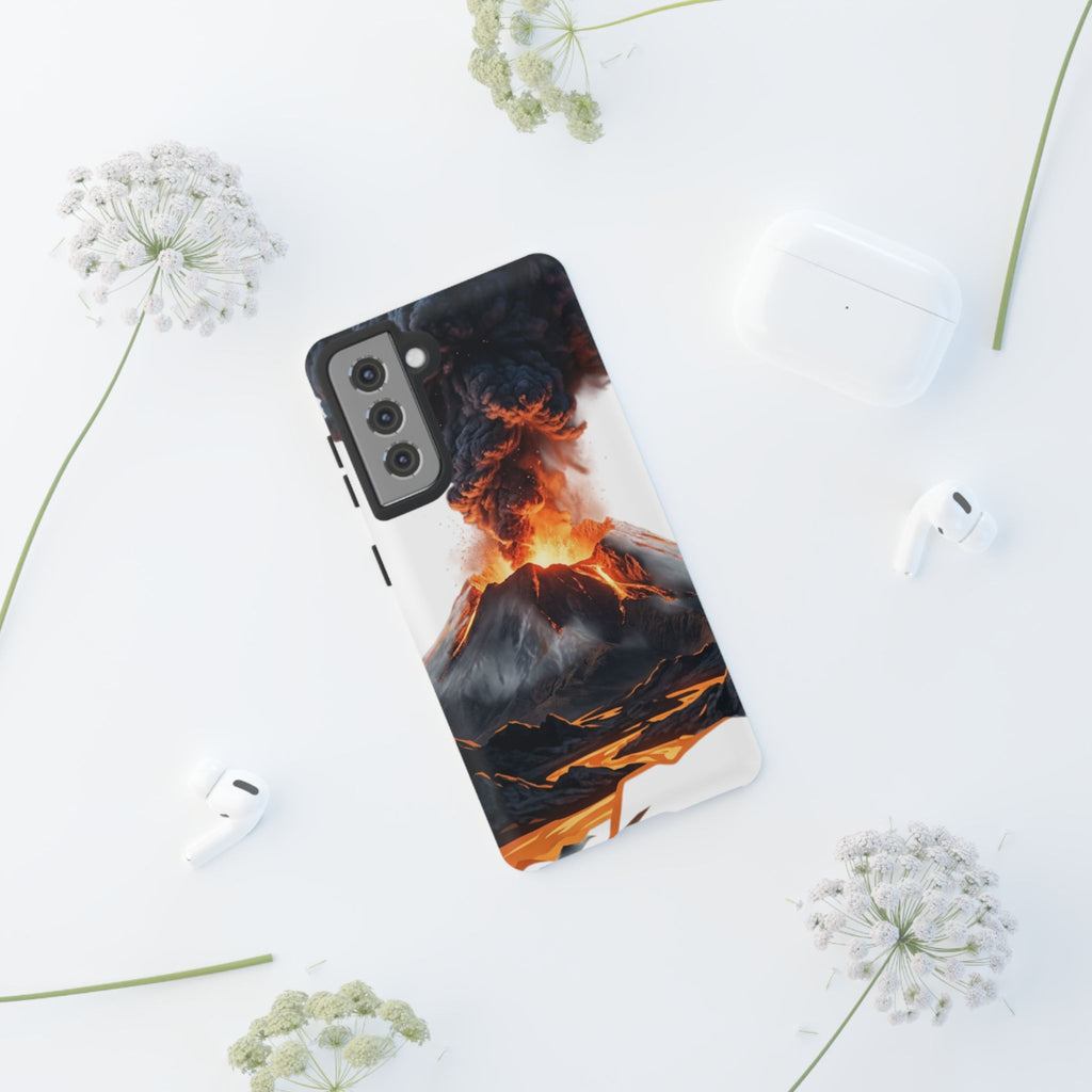 Volcano Eruption Tough Phone Case — Fiery Lava Protective Cover