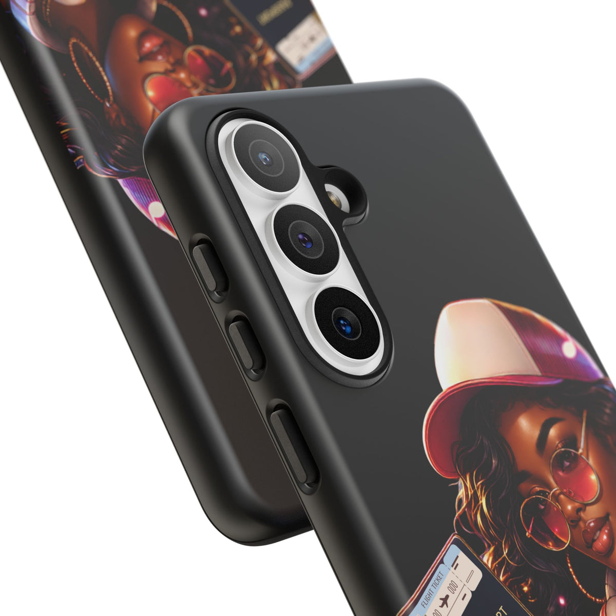 Tough Case – Stylized Urban Girl Phone Case with Headphones & Passport