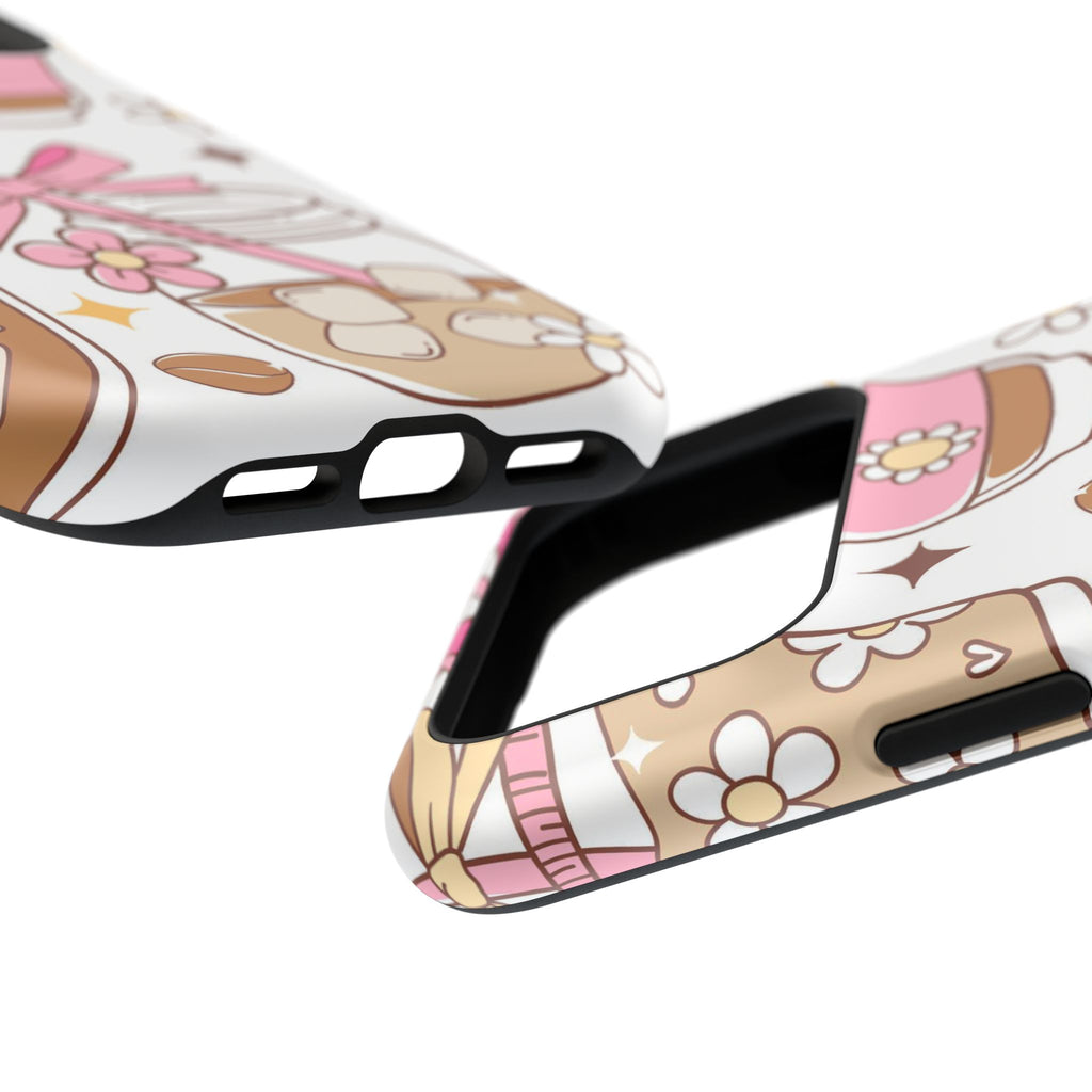 Cute Pink Coffee & Latte Pattern Impact Phone Case