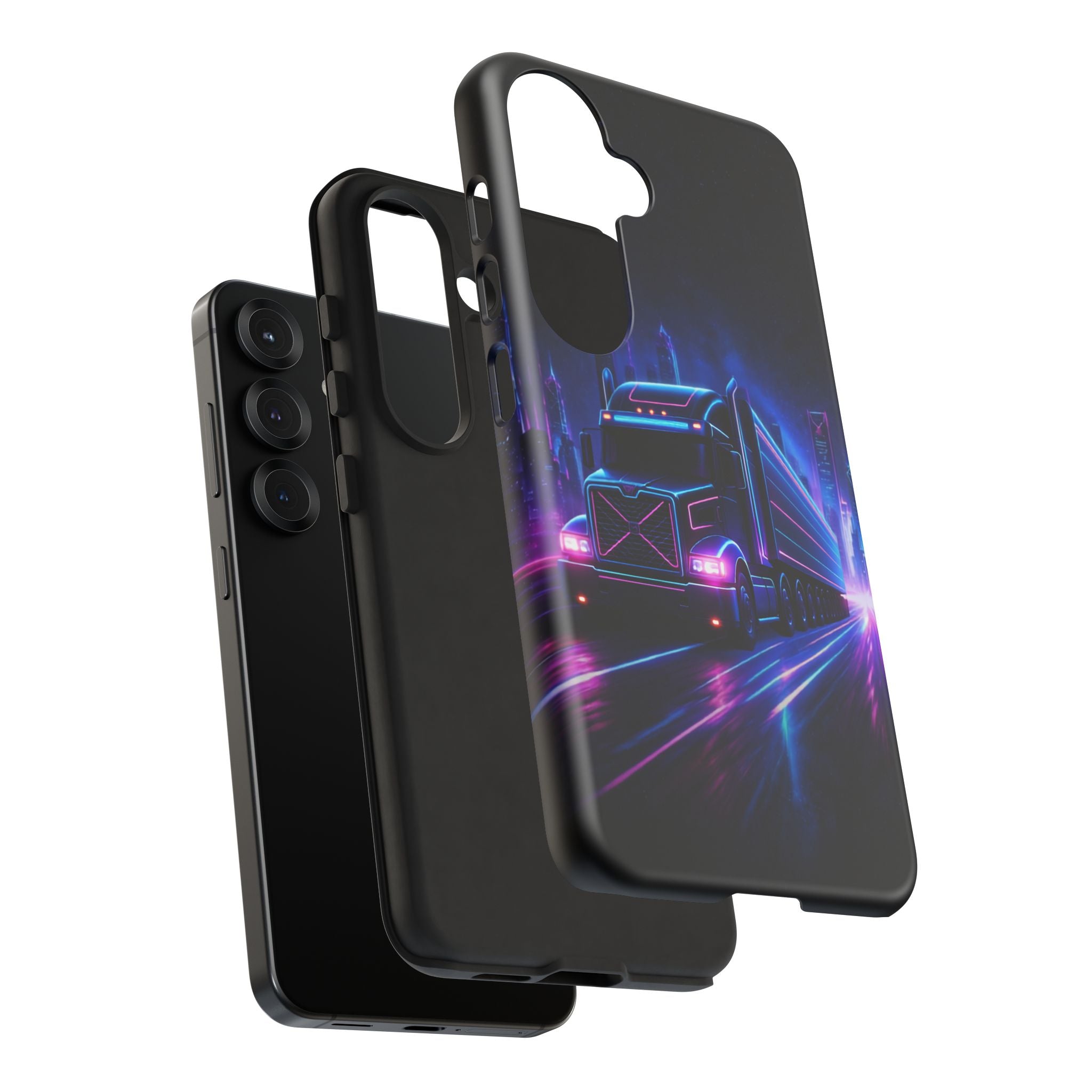 Neon Retro Rig Phone Case — Trucker Semi Truck Nightscape Protective Case