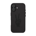 Engraved PU Leather Phone Case — Skeleton Peace Sign