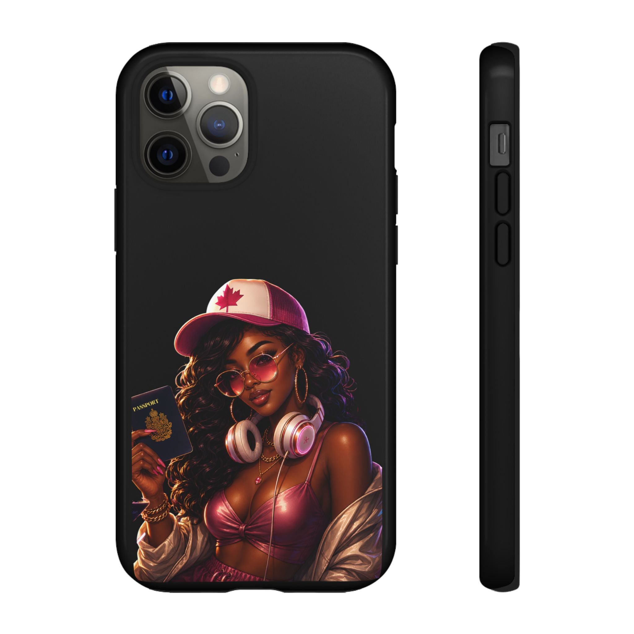 Phone Case — Stylish Urban Woman Design with Maple Cap