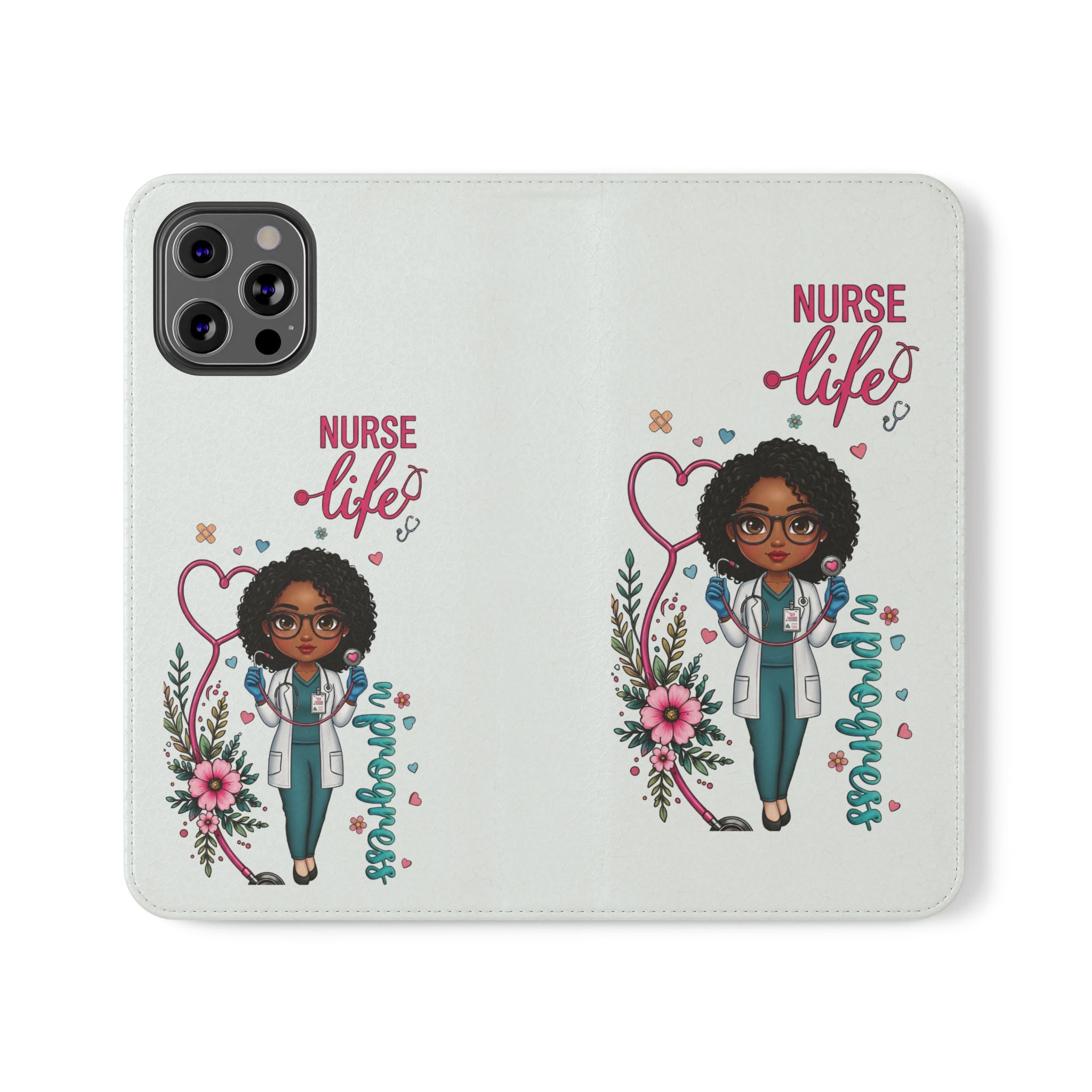 Nurse Life Floral Flip Phone Case - Medical RN Wallet Cover