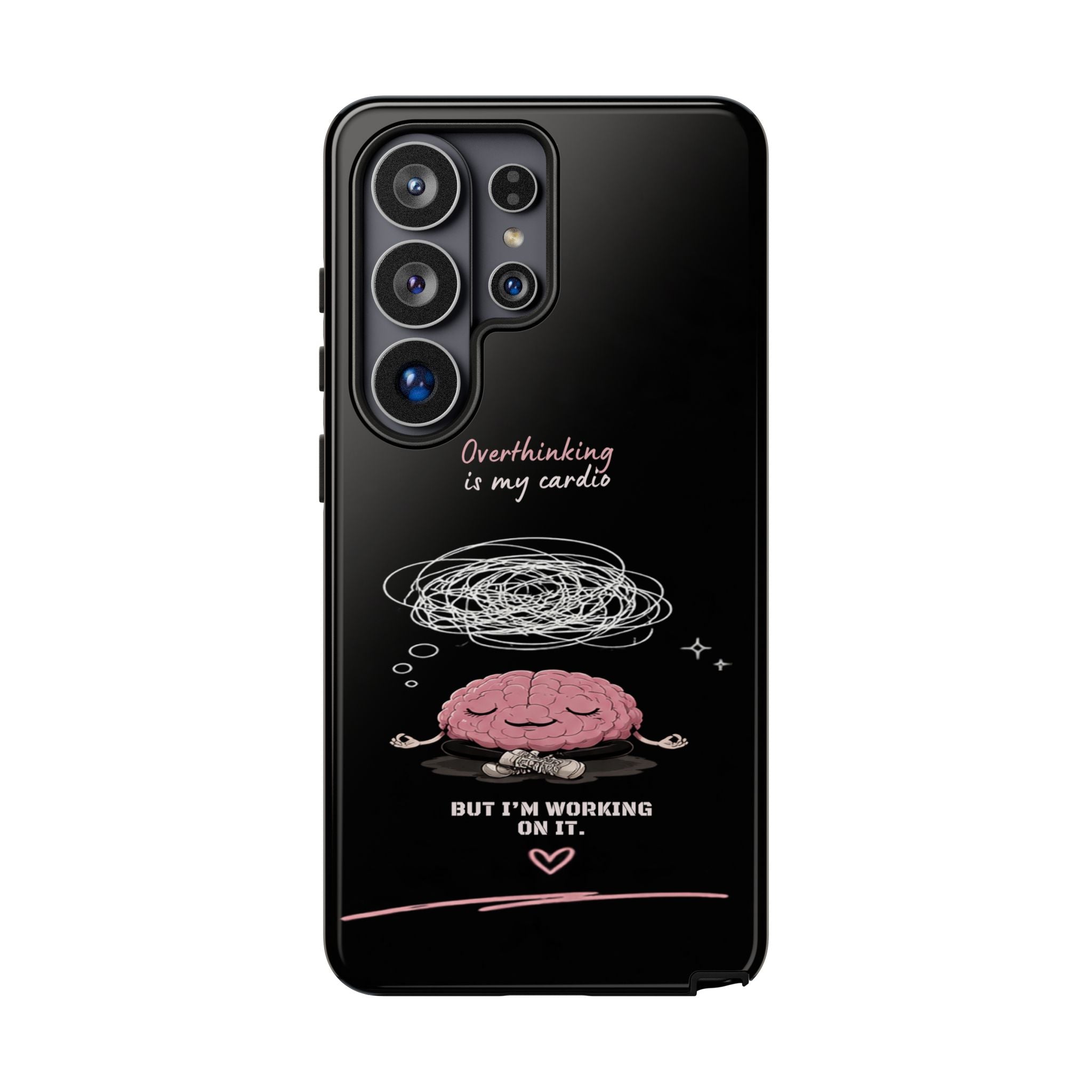 Phone Case — "Overthinking Is My Cardio" Cute Meditating Brain Protective Case