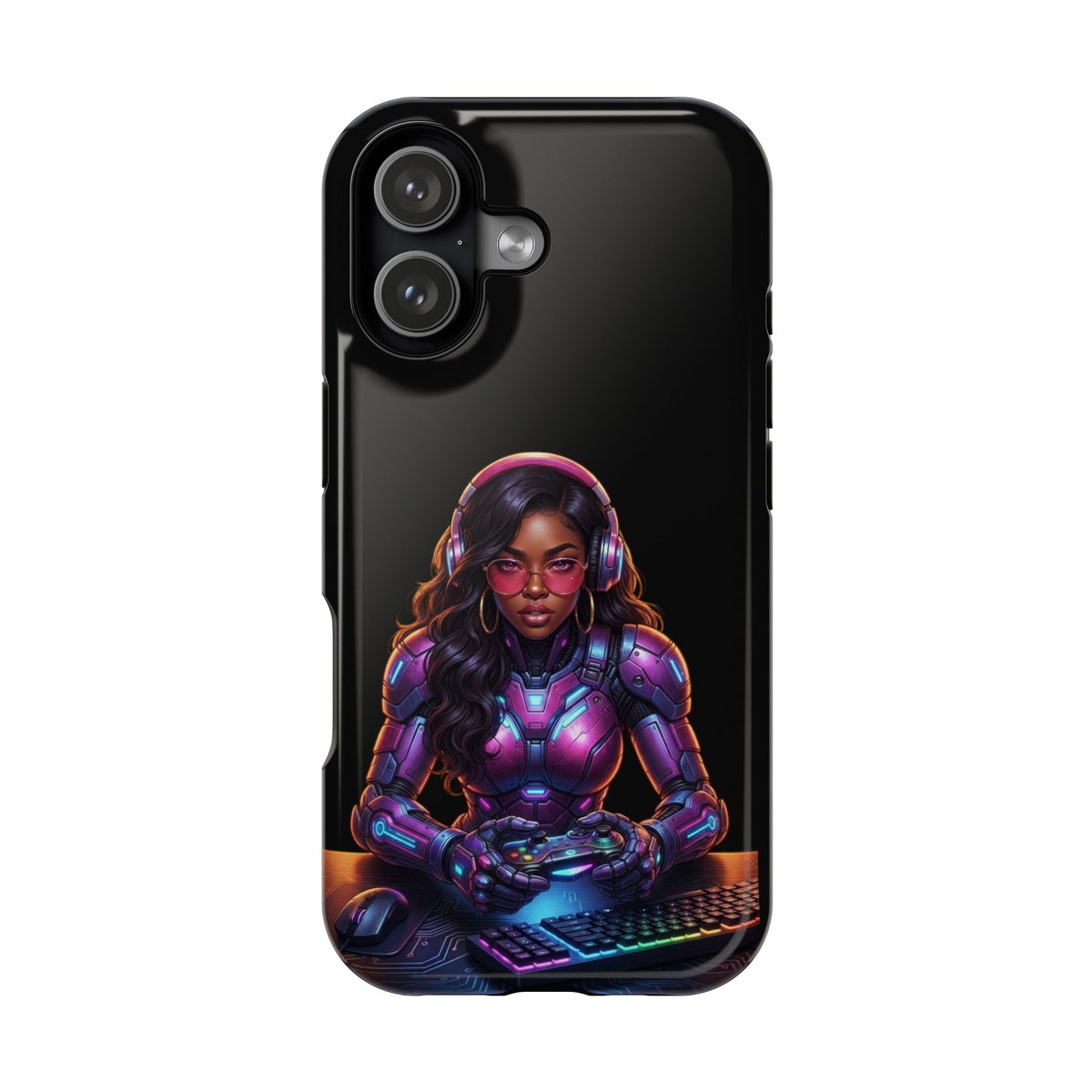 Gamer Girl Cyber Armor Phone Case — Impact‑Resistant Protective Cover