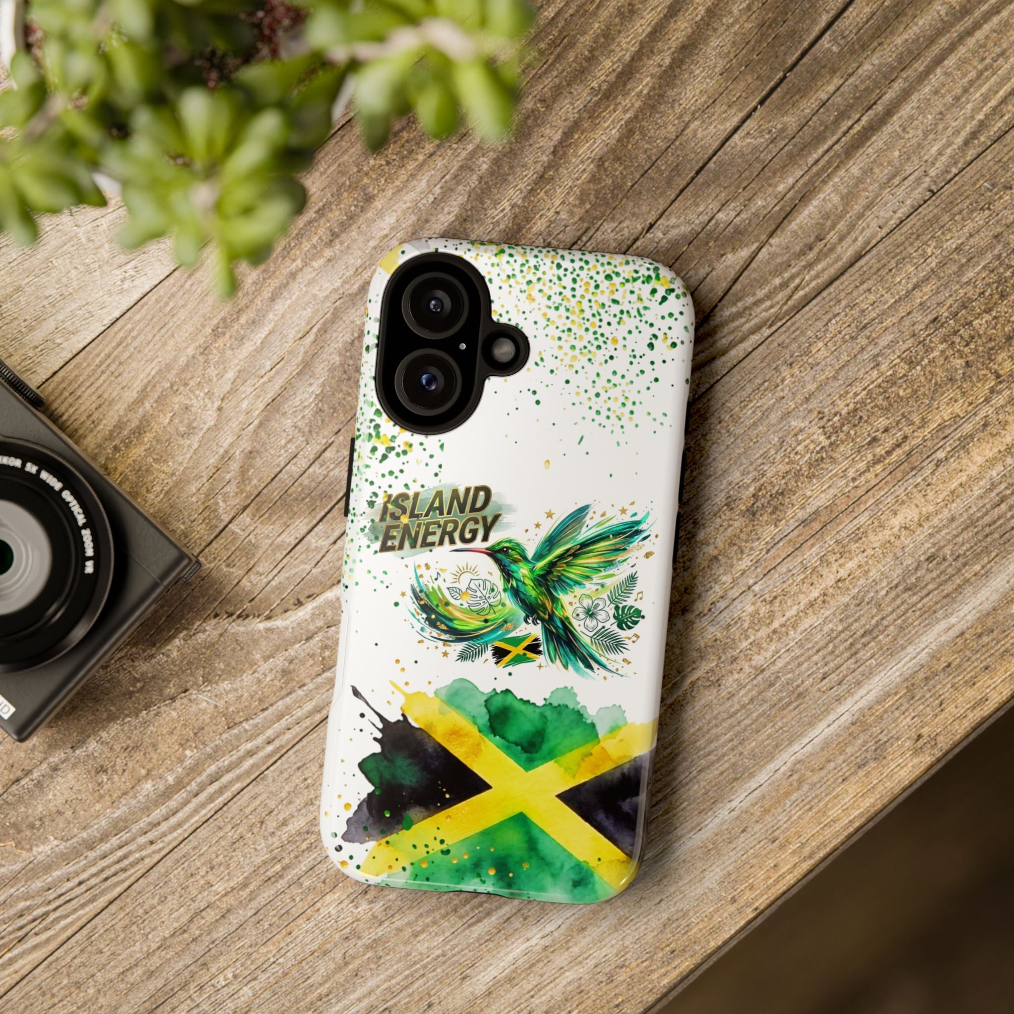 Island Energy Tough Phone Case — Colorful Hummingbird & Tropical Sunset Protective Cover