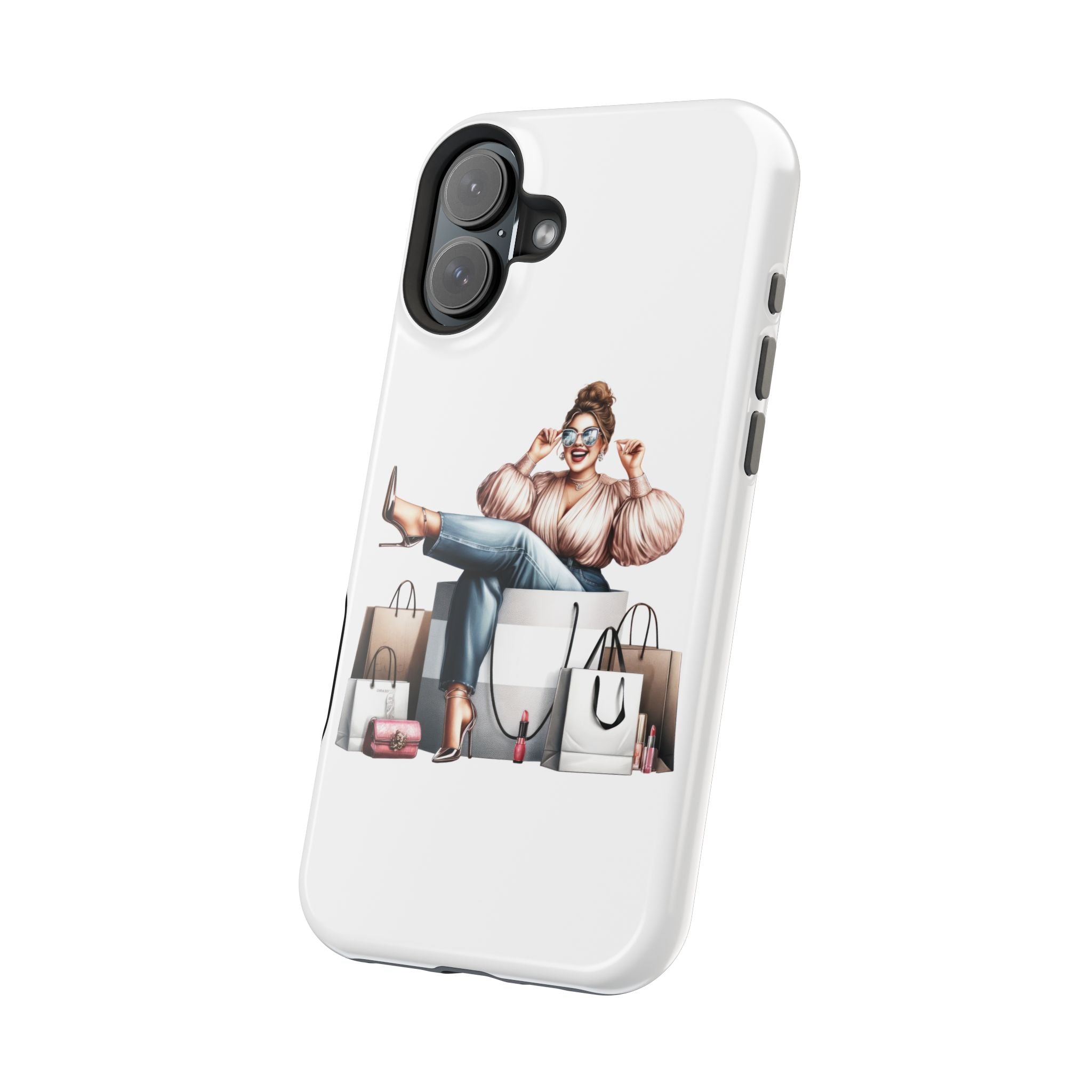 Magnetic Impact-Resistant Case — Luxury Shopper Goddess on Clouds Phone Cover