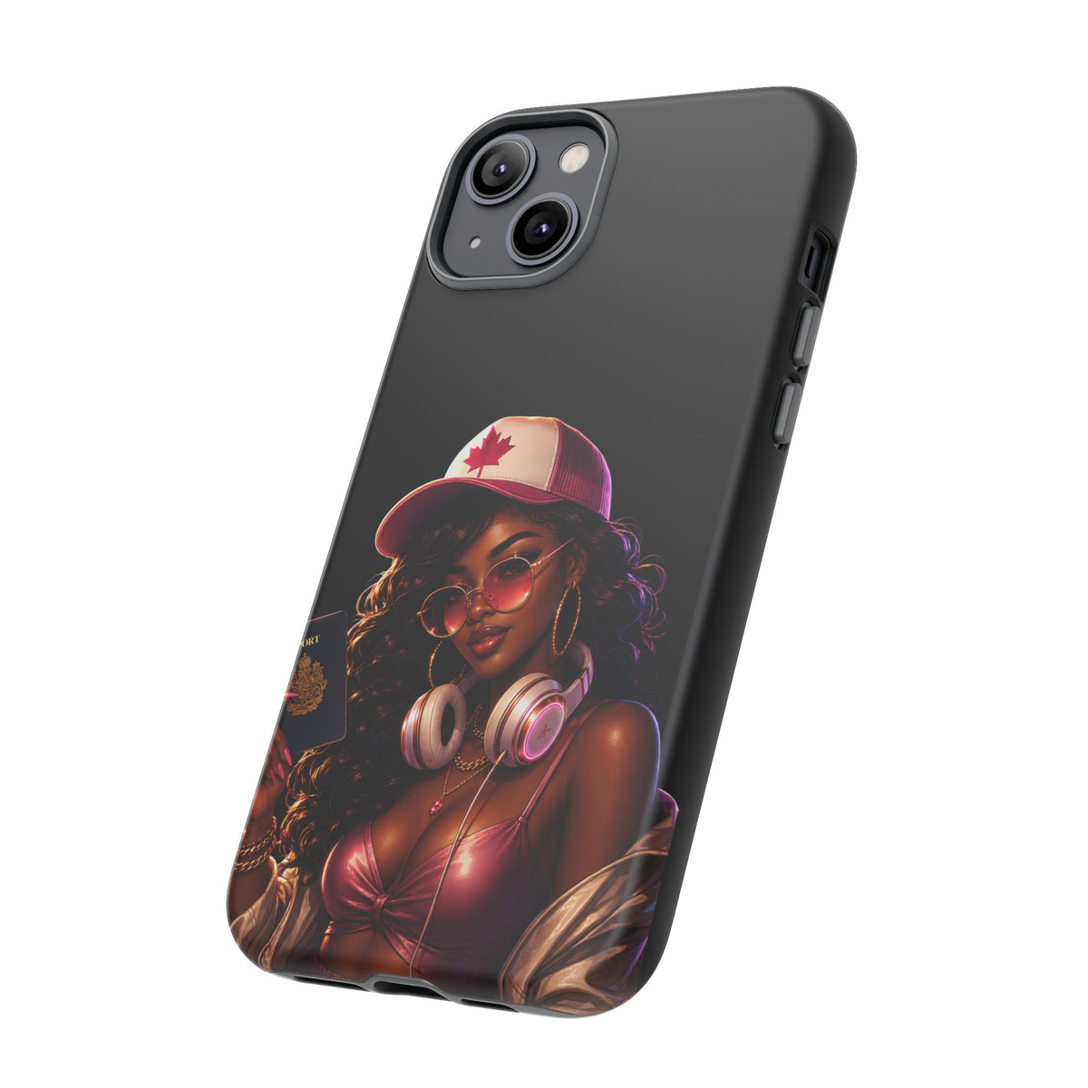 Phone Case - Cool Urban Woman with Headphones & Maple Hat