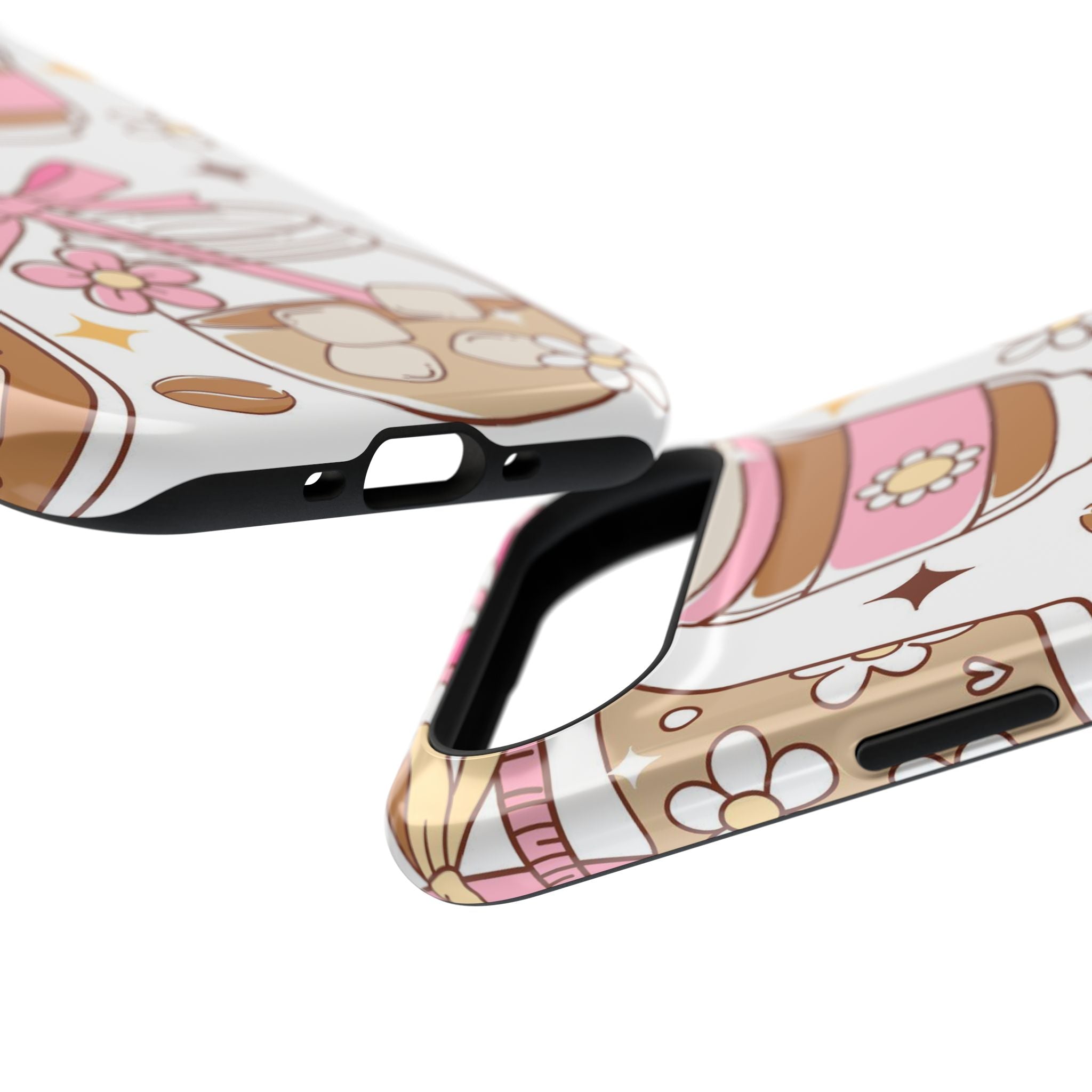 Cute Pink Coffee & Latte Pattern Impact Phone Case
