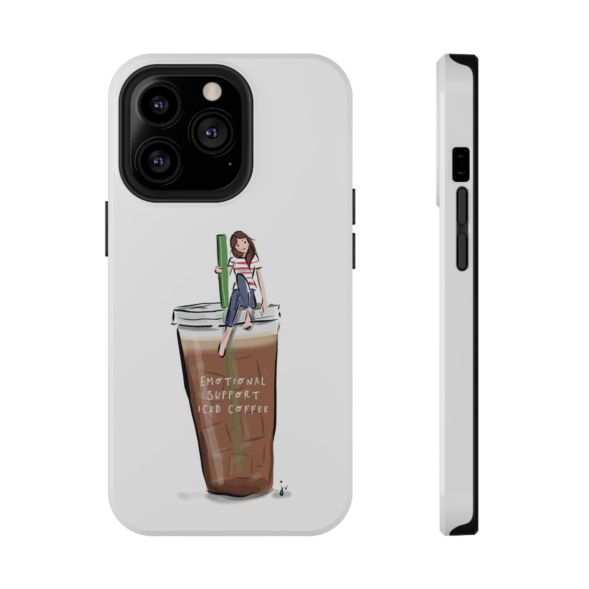 Iced Coffee & Me Phone Case — Cute Illustration 'Emotional Support Iced Coffee' Impact-Resistant Case