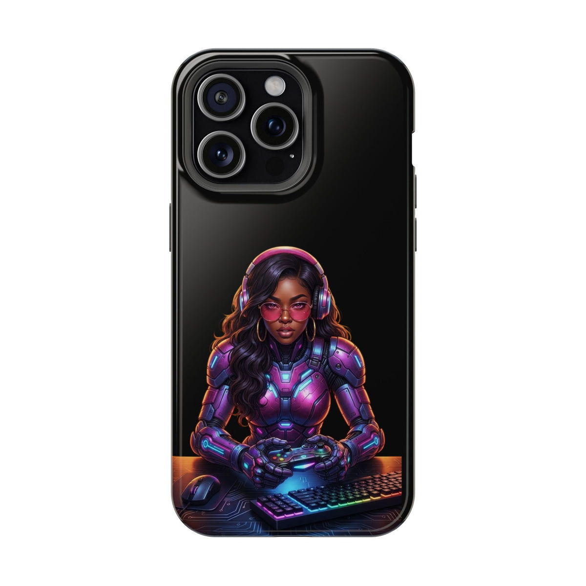 Gamer Girl Cyber Armor Phone Case — Impact‑Resistant Protective Cover
