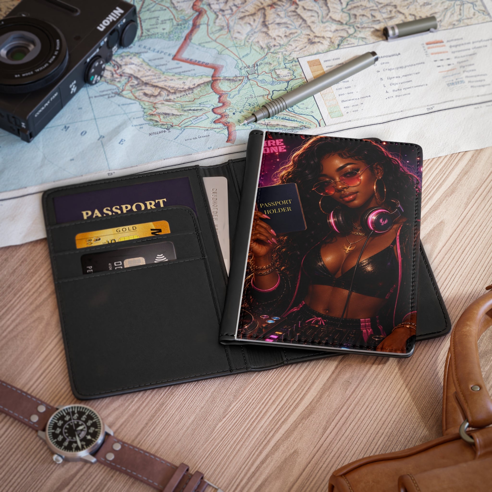 Passport Cover — Glam DJ Neon Travel Passport Holder