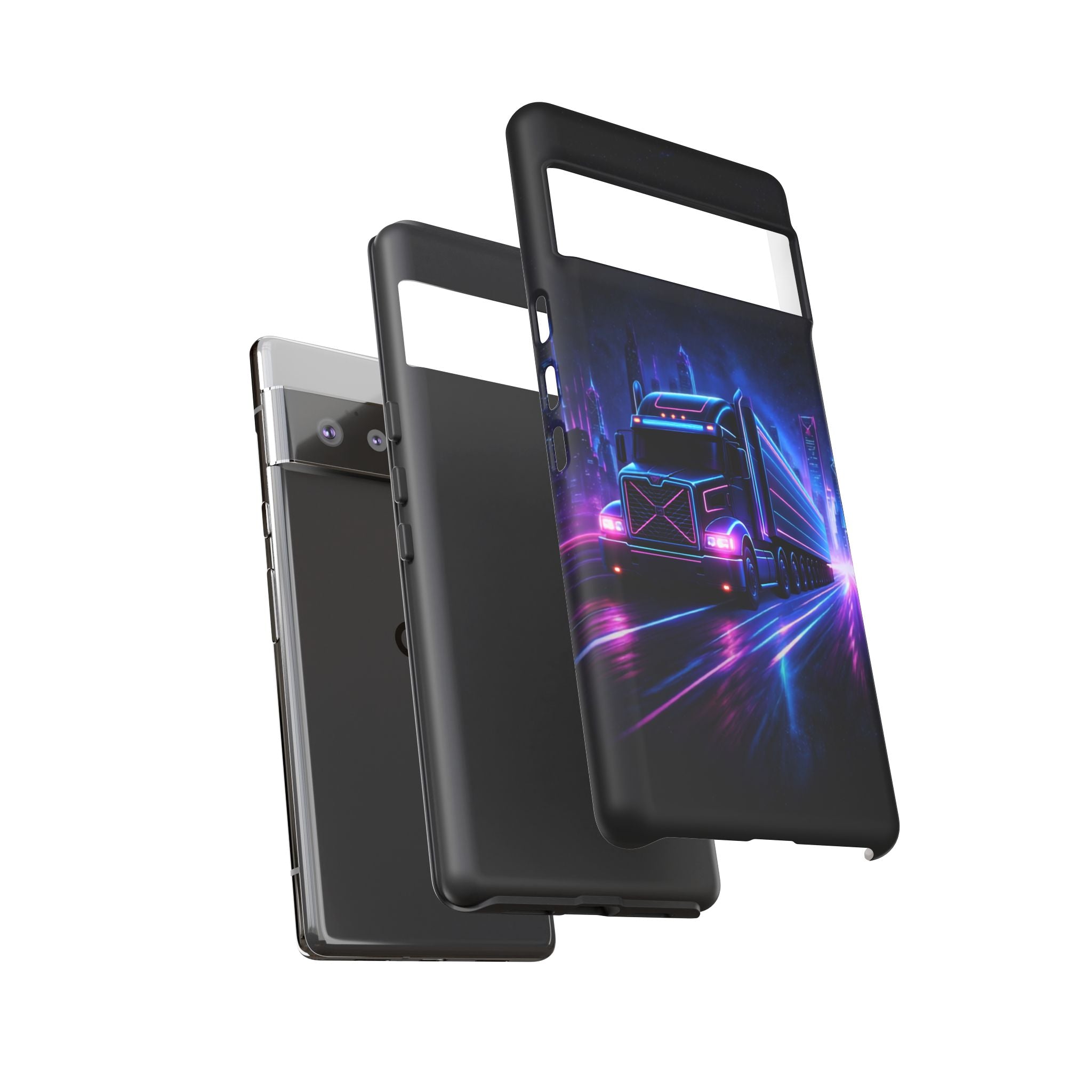 Neon Retro Rig Phone Case — Trucker Semi Truck Nightscape Protective Case